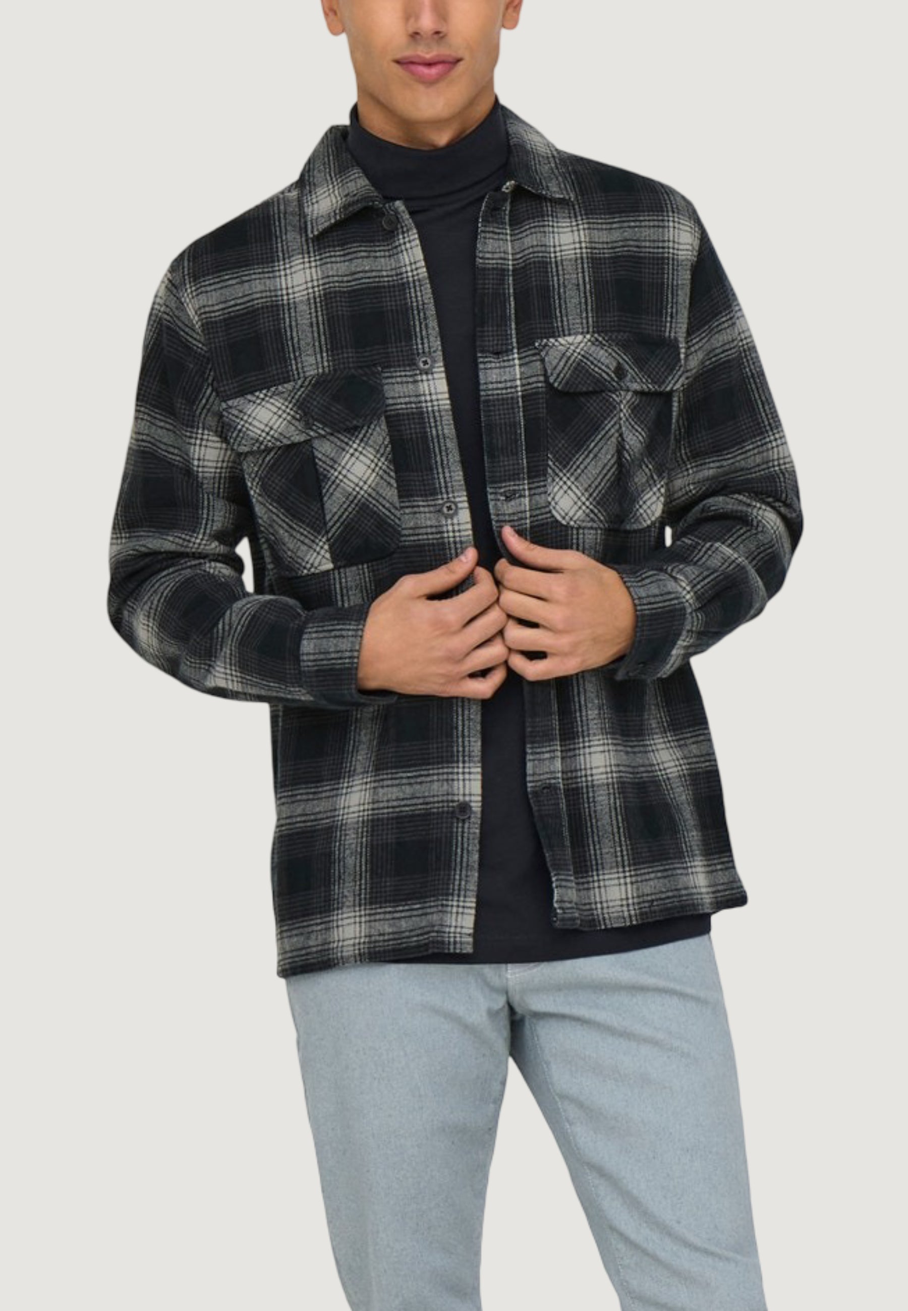 Long sleeve shirt Only & Sons ONSCEDRIC LIFE CHECK OVERSHIRT NOOS