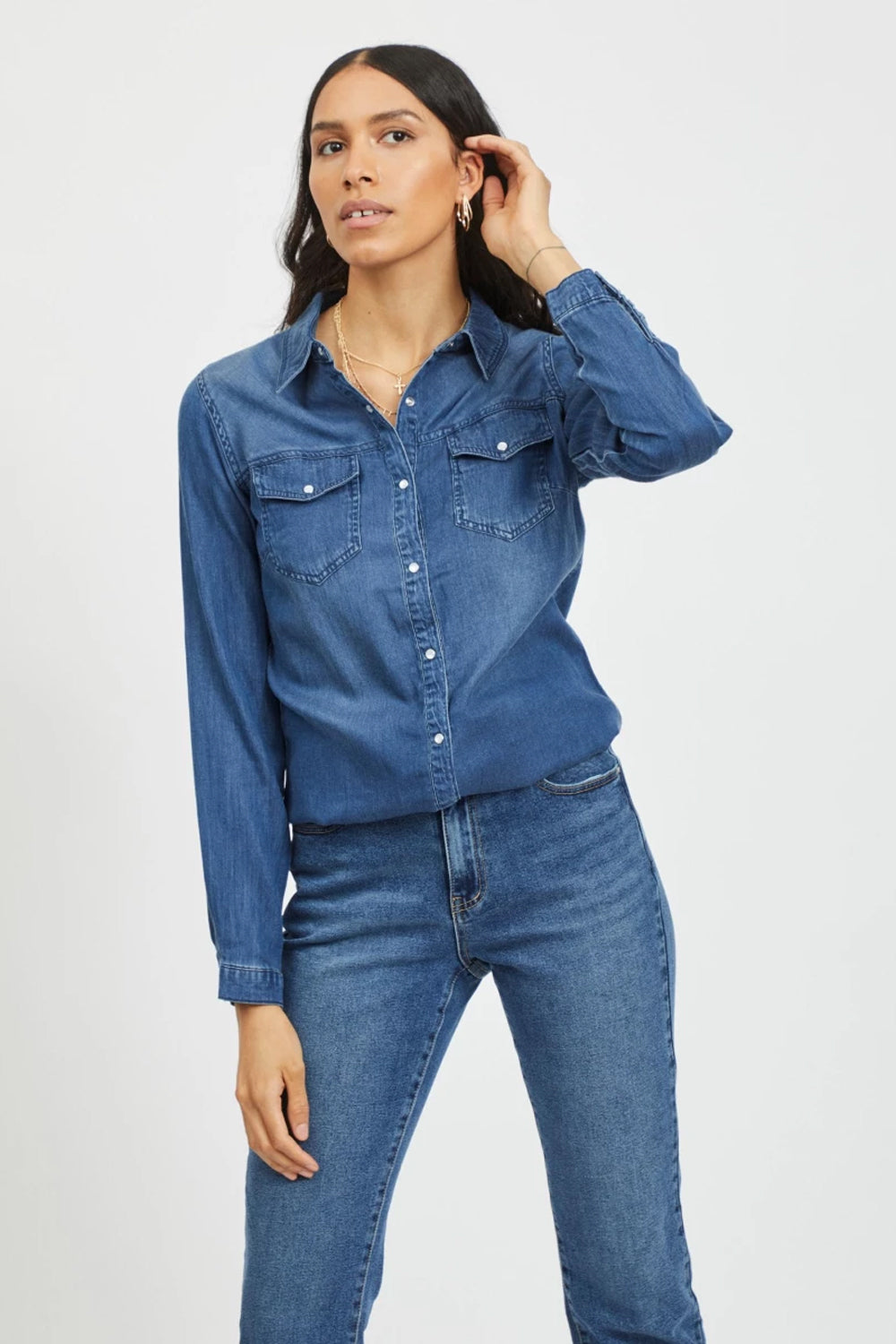 Long sleeves shirts Vila Clothes VIBISTA DENIM SHIRT