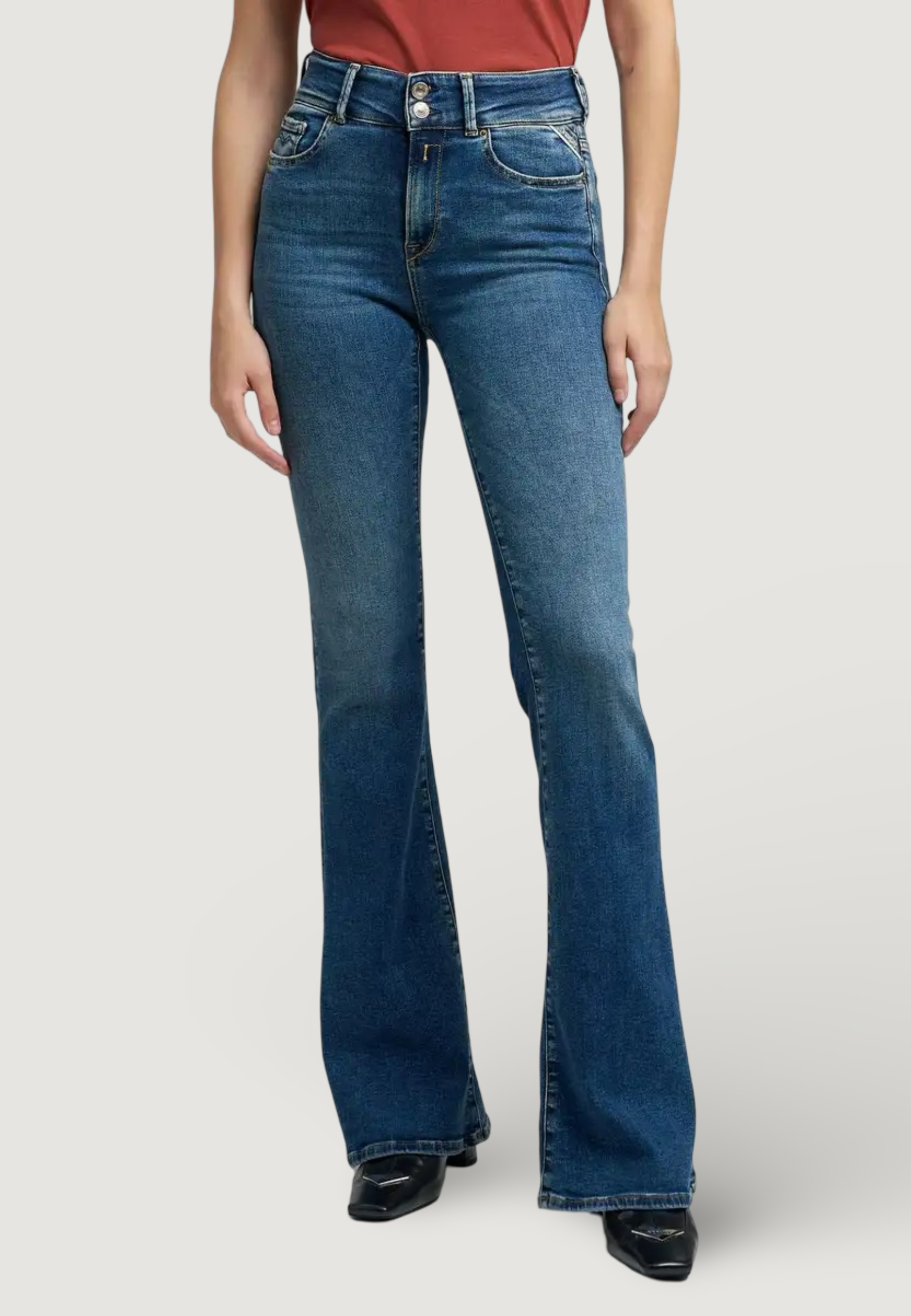 Replay Dames jeans broek New Luz Flare met Power Stretch, Medium Blue 009-2, 25W / 30L Replay Dames jeans broek New Luz Flare met Power Stretch, Medium Blue 009-2, 25W / 30L
