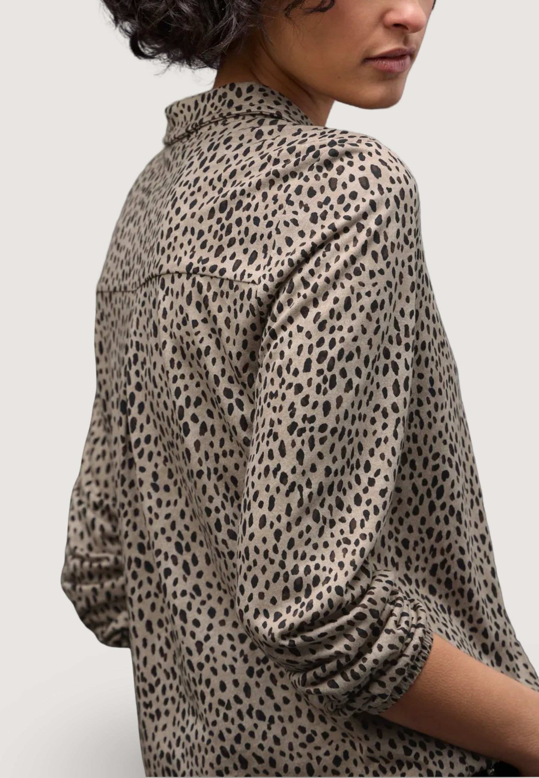 Jersey Street One LTD QR printed jersey blouse w. drawstring