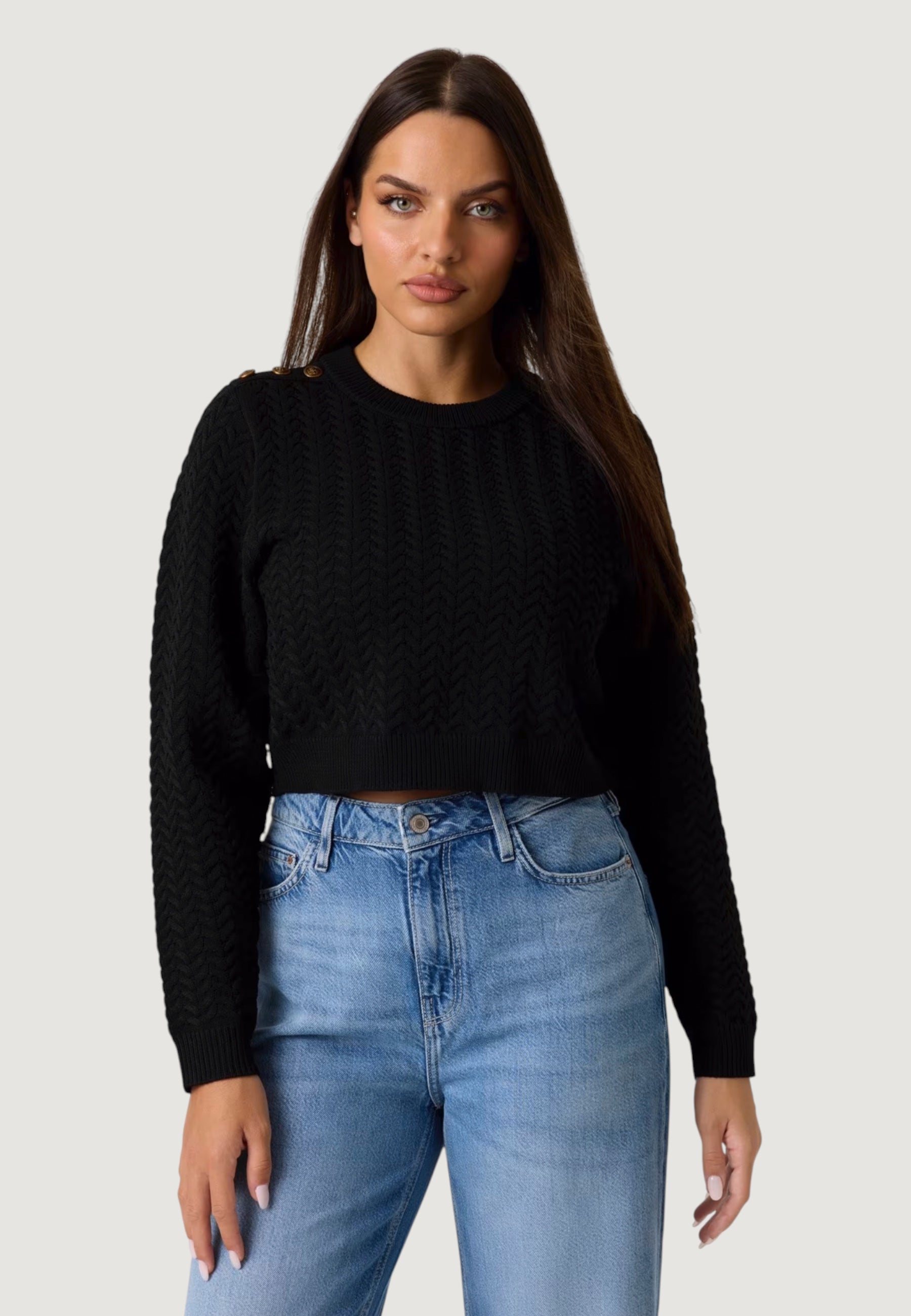 Maglione Guess LS CN LOGO BUTTON REONA SWTR