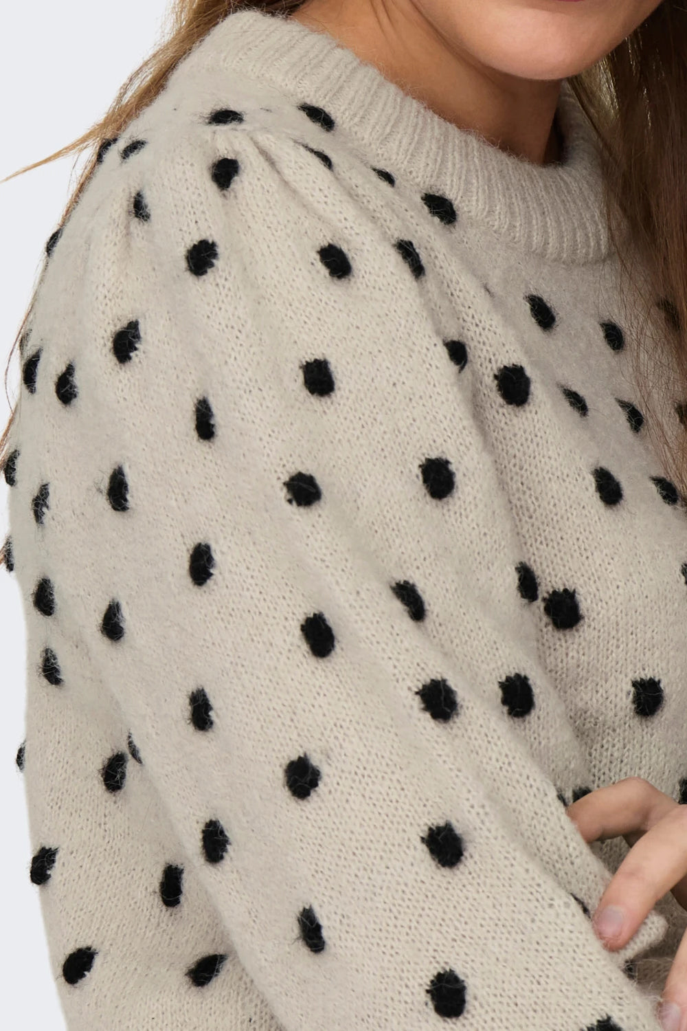 Pullover Jacqueline de Yong JDYSIGRID LIFE L/S ONECK PUFFDOT PUL KNT