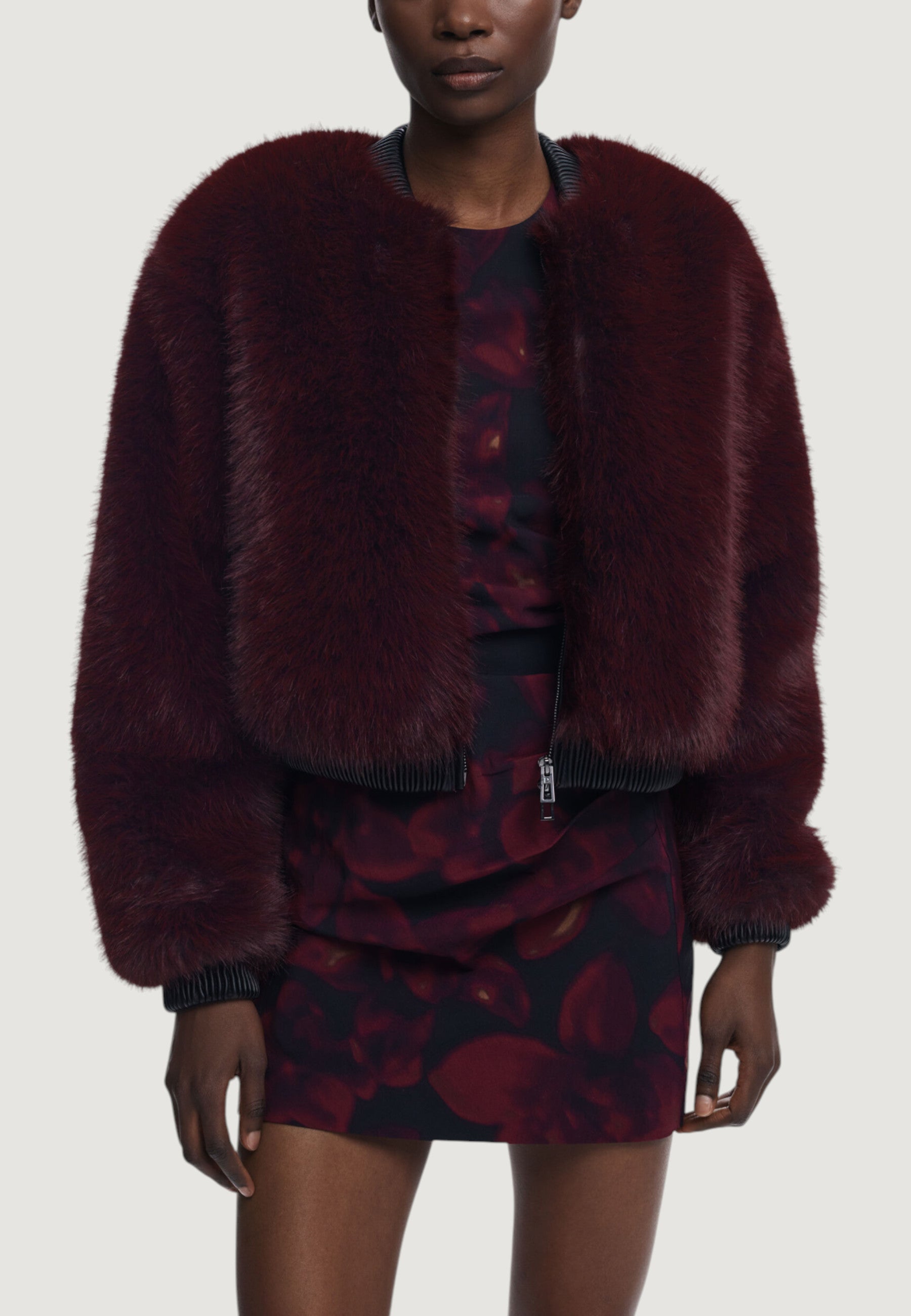 Ecologic fur coats Desigual CHAQ_RASPBERRY
