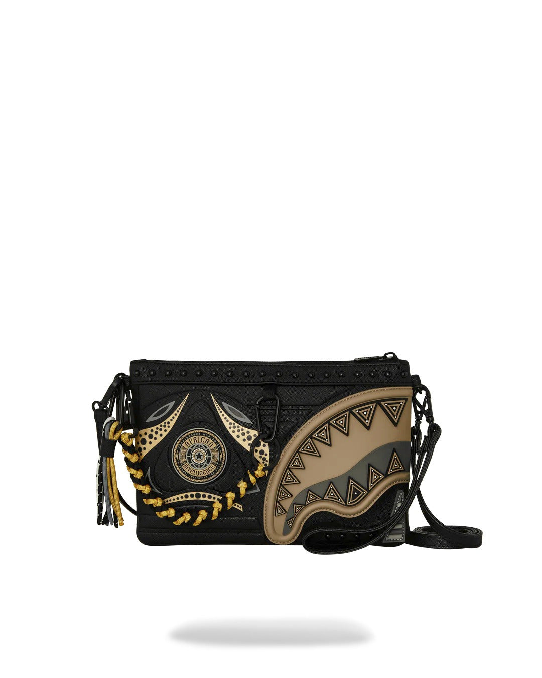 Pochette Sprayground AI WONDERLAND GOLD AND BLACK CROSSOVER CLUTCH