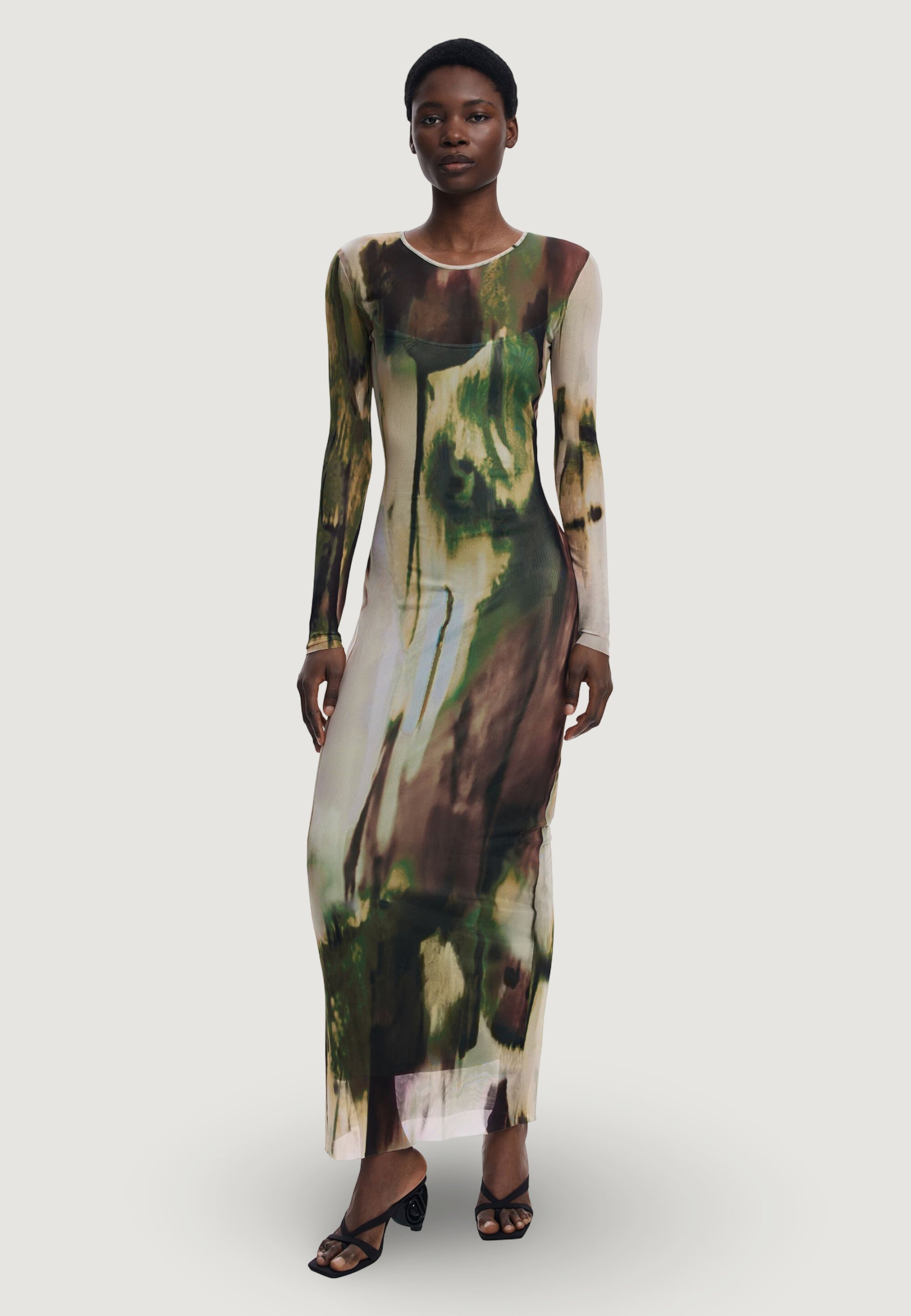 desigual green dress Long dress Desigual VEST_GODIVA Olive Green – Goccia.Shop