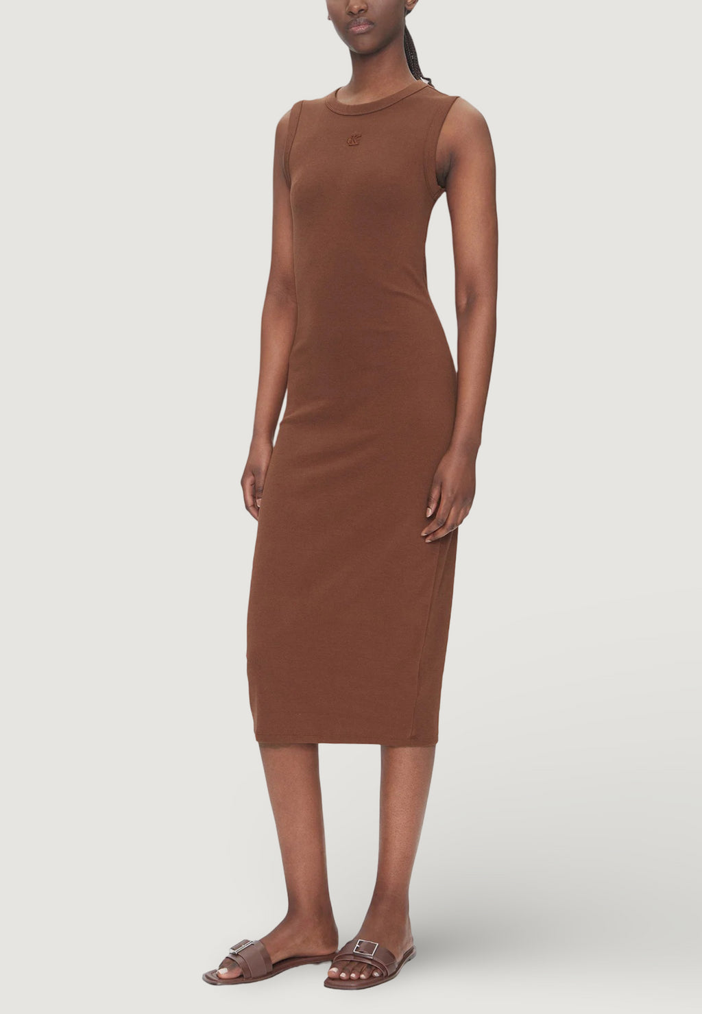 Vestito lungo Calvin Klein Jeans SL CTN CONTOUR 1X1 R