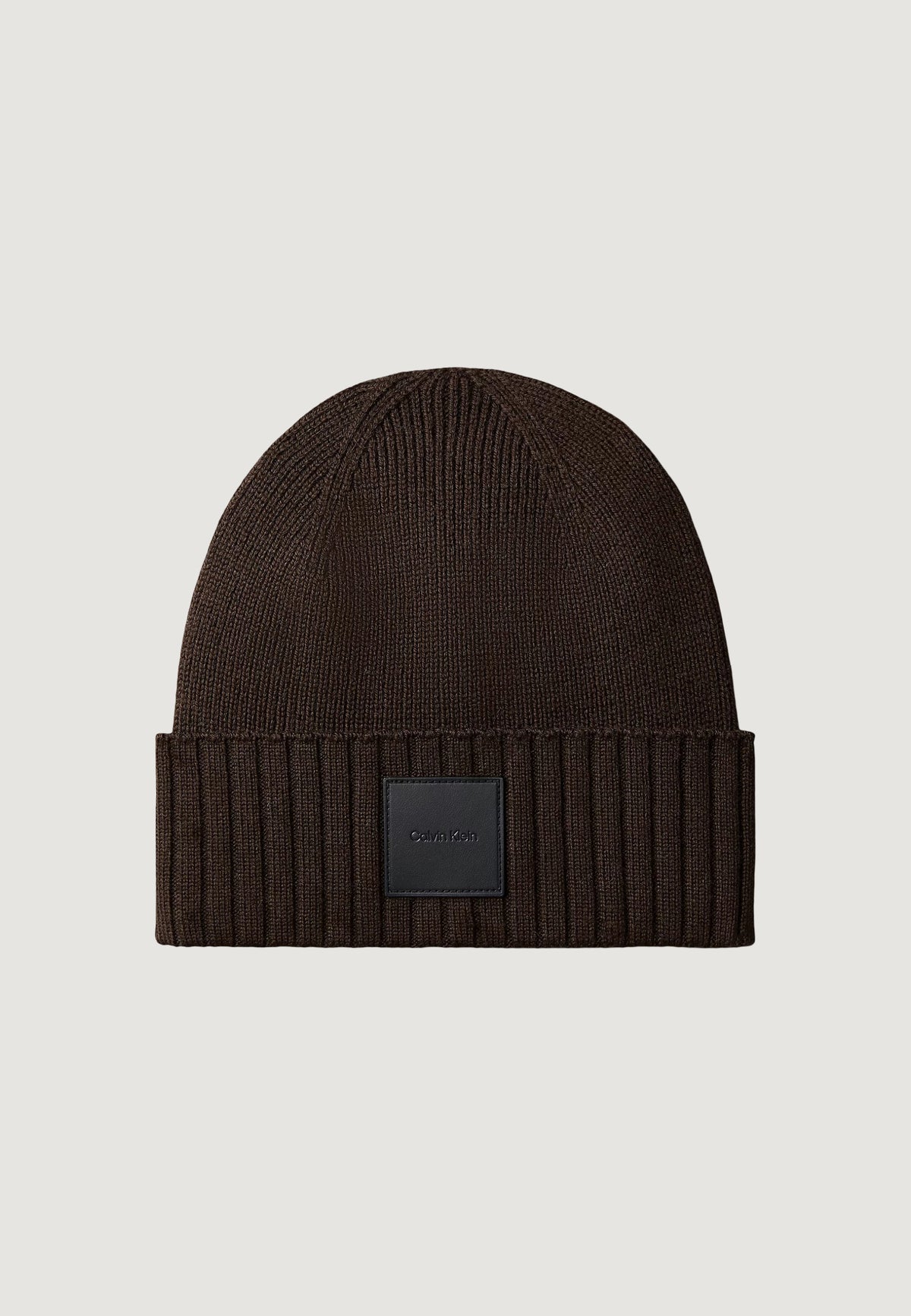 Cap Calvin Klein LEATHER PATCH WOOL BLEND BEANIE