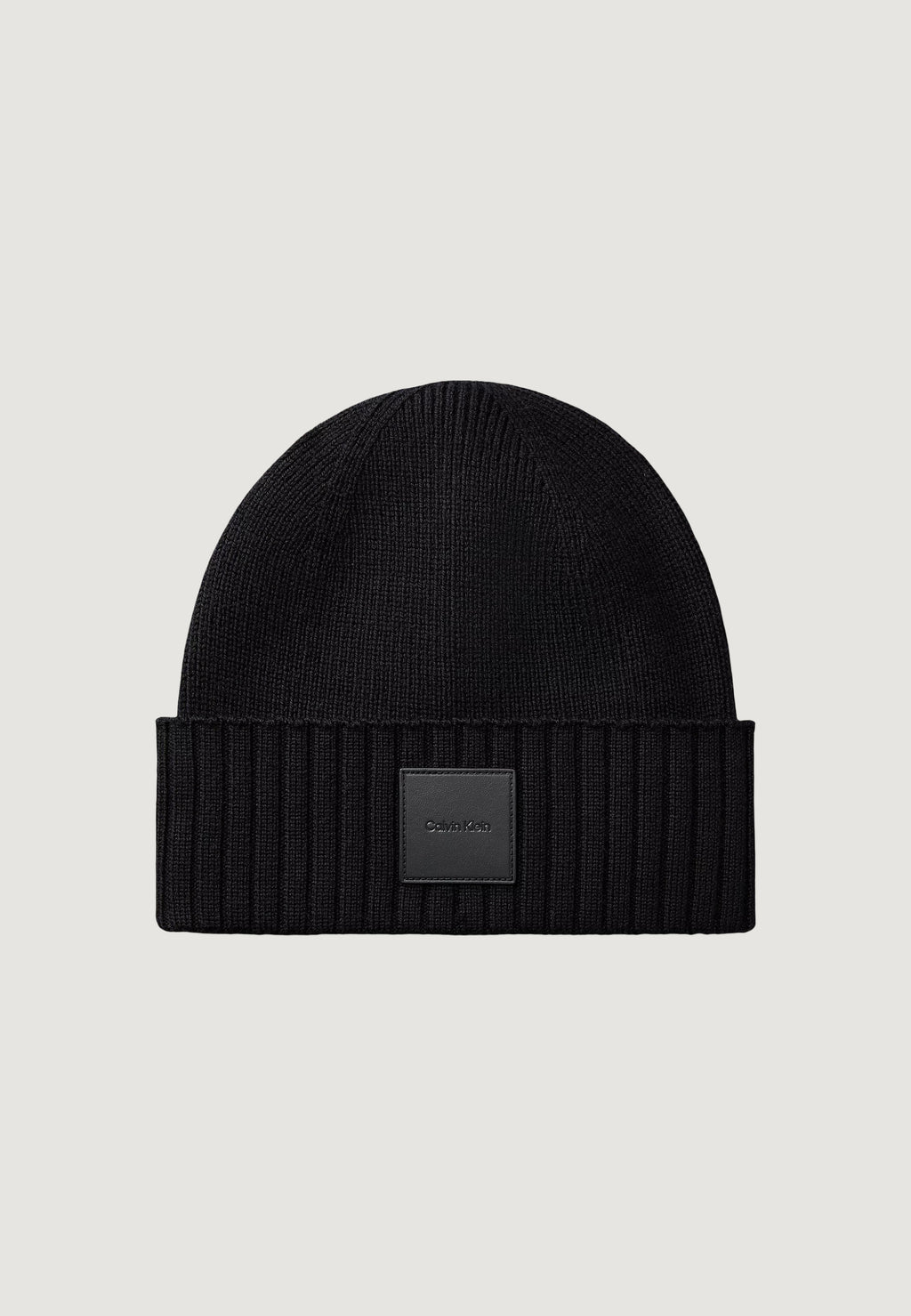 Cap Calvin Klein LEATHER PATCH WOOL BLEND BEANIE