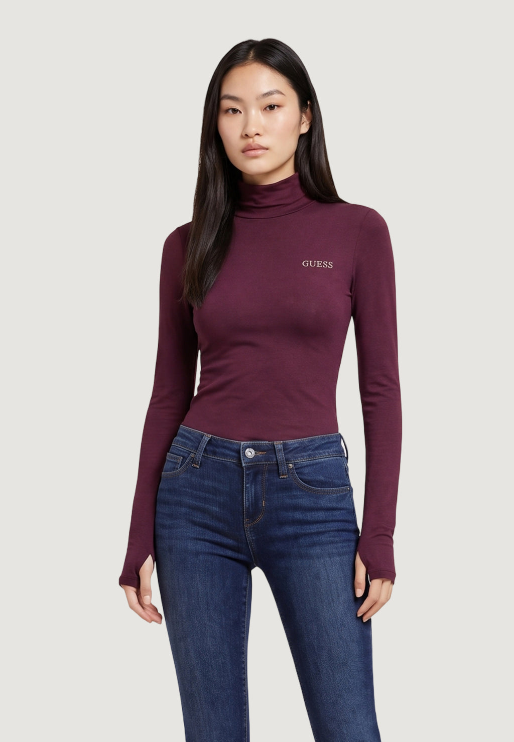 T-shirt manica lunga Guess GRETA HIGH NECK LS K