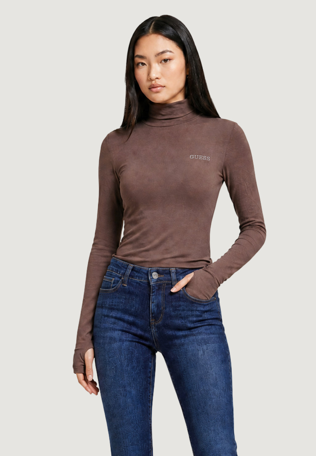T-shirt manica lunga Guess GRETA HIGH NECK LS K