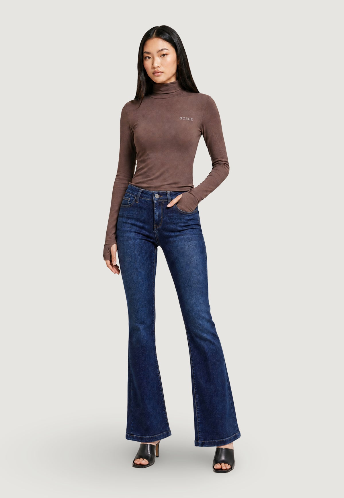 T-shirt manica lunga Guess GRETA HIGH NECK LS K