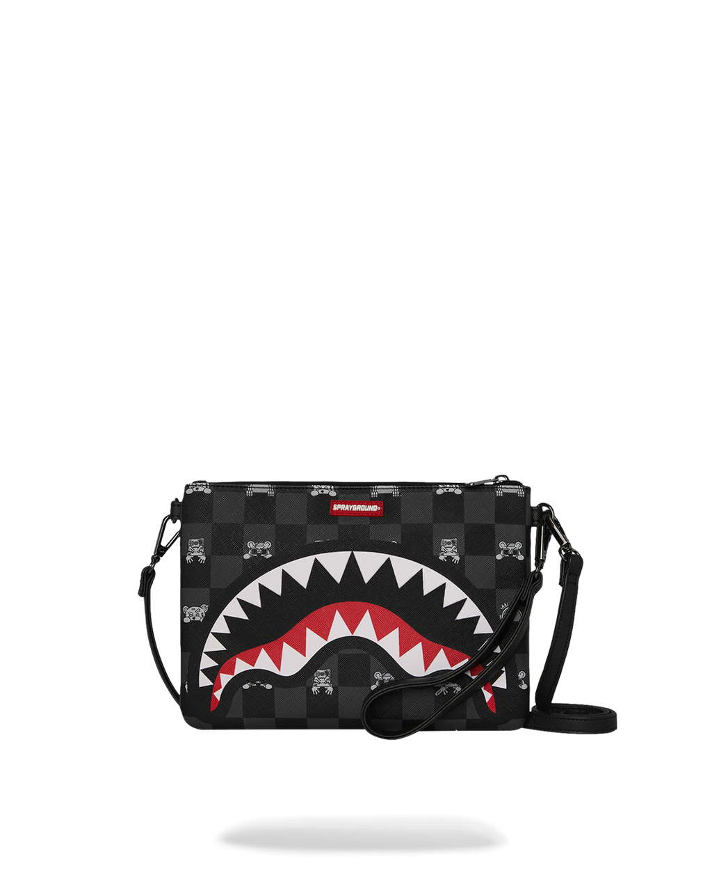 Pochette Sprayground GRAY PEEKING CHARACTER CHECK CROSSBODY POUCHETTE