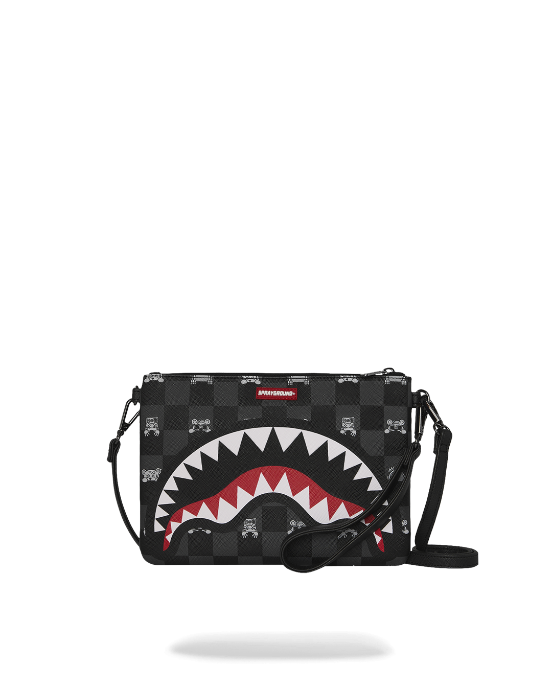 Pochette Sprayground GRAY PEEKING CHARACTER CHECK CROSSBODY POUCHETTE