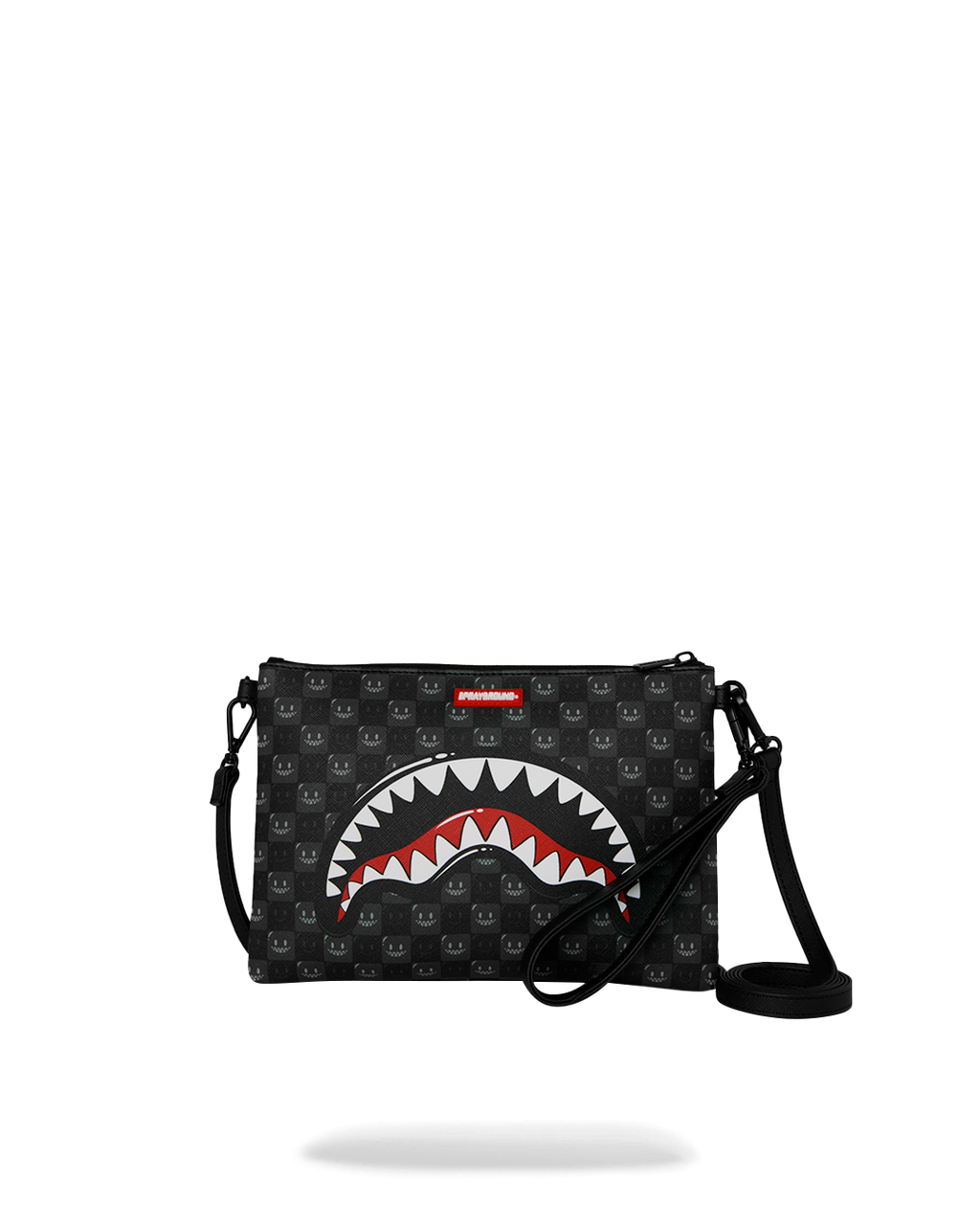  Sprayground SHARKS IN PARIS WTF BUBBLY BLACK CHECK CROSSOVER CLUTCH