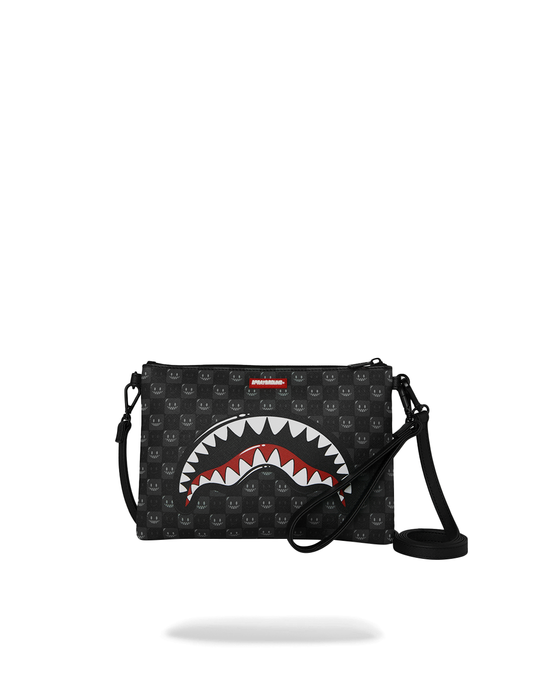  Sprayground SHARKS IN PARIS WTF BUBBLY BLACK CHECK CROSSOVER CLUTCH