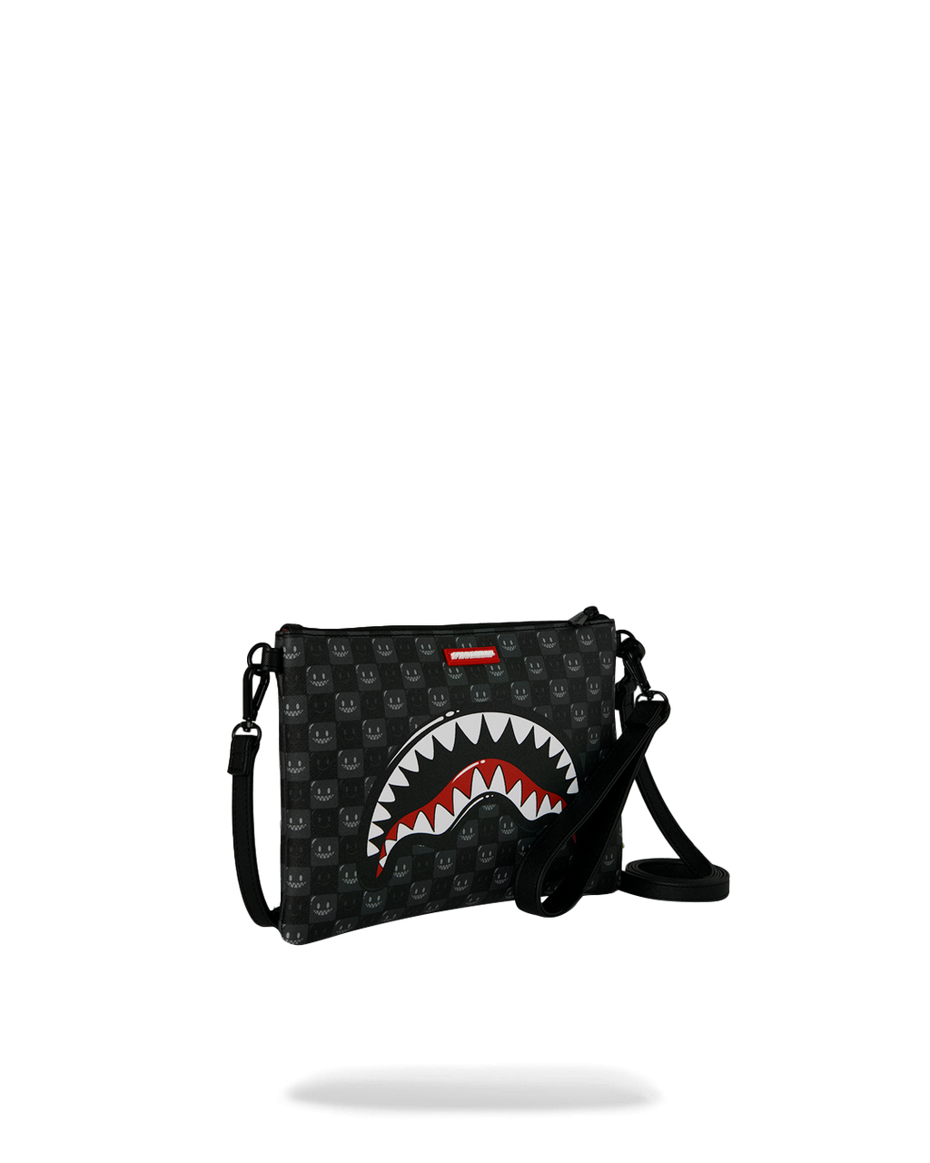  Sprayground SHARKS IN PARIS WTF BUBBLY BLACK CHECK CROSSOVER CLUTCH