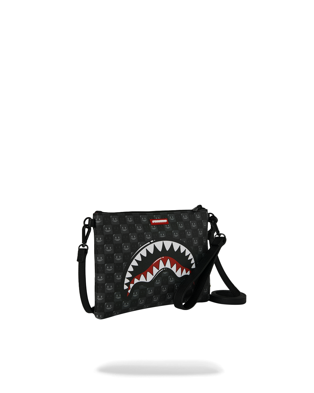  Sprayground SHARKS IN PARIS WTF BUBBLY BLACK CHECK CROSSOVER CLUTCH
