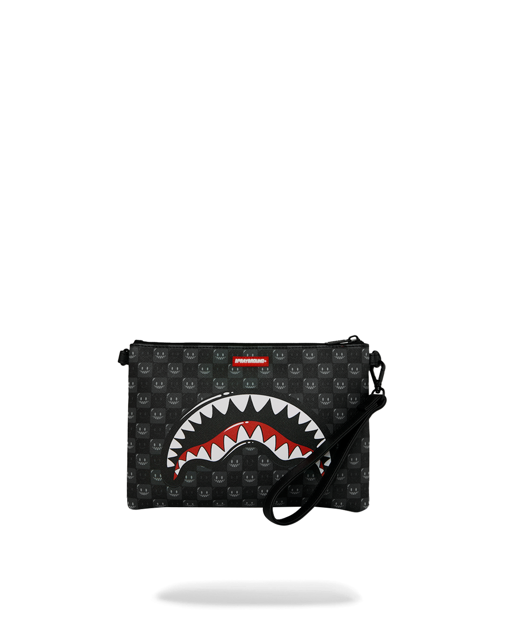  Sprayground SHARKS IN PARIS WTF BUBBLY BLACK CHECK CROSSOVER CLUTCH