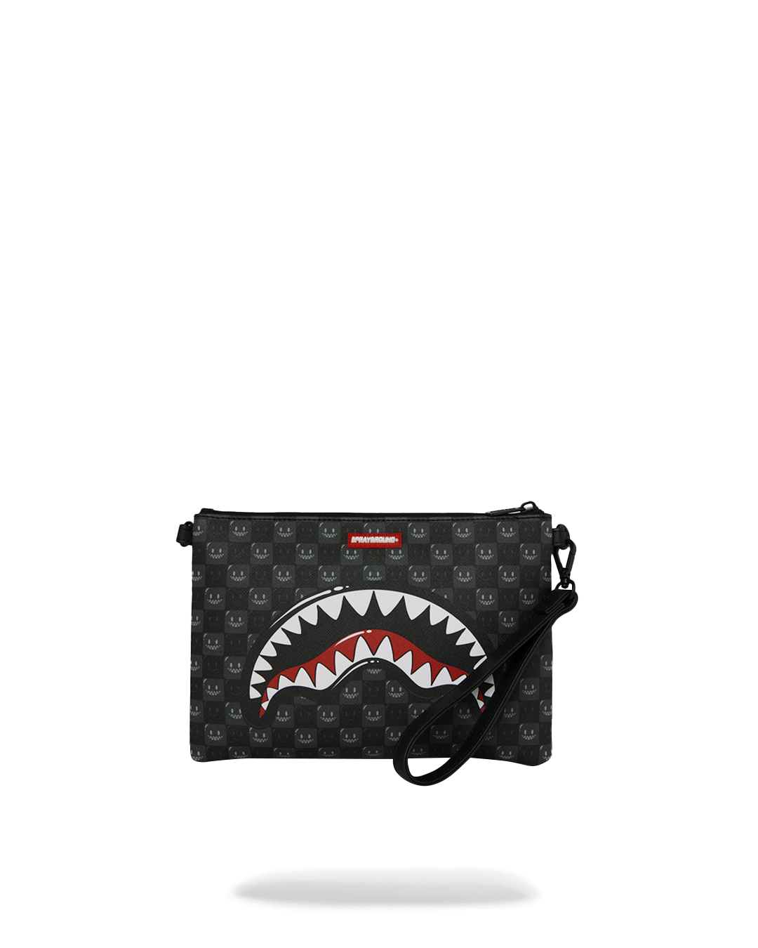  Sprayground SHARKS IN PARIS WTF BUBBLY BLACK CHECK CROSSOVER CLUTCH