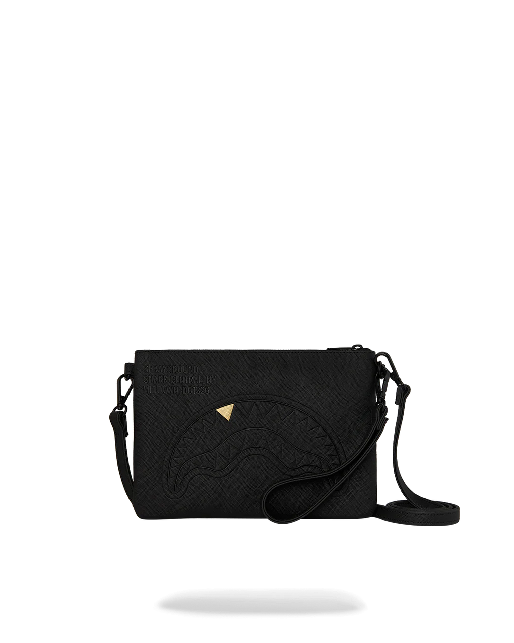 Borsa Sprayground BLACKED OUT EMBOSSED GOLD TOOTH CROSSOVER CLUTCH