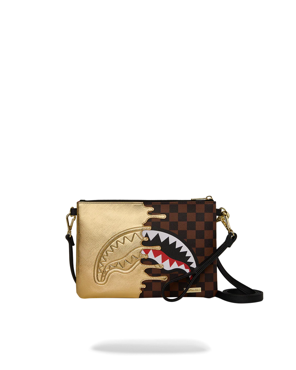 Sprayground SHARKS IN PARIS GOLD DRIP CROSSOVER CLUTCH