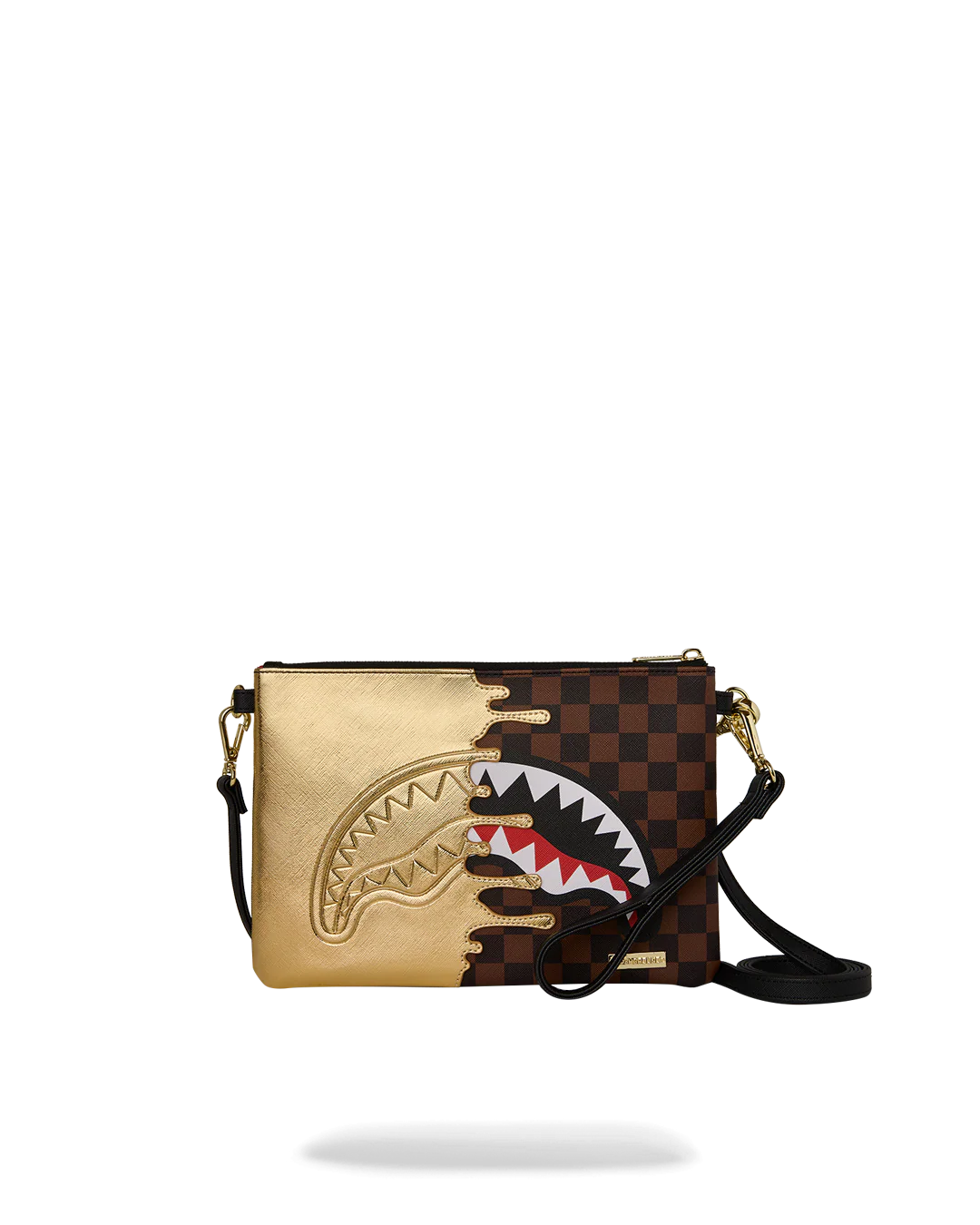  Sprayground SHARKS IN PARIS GOLD DRIP CROSSOVER CLUTCH