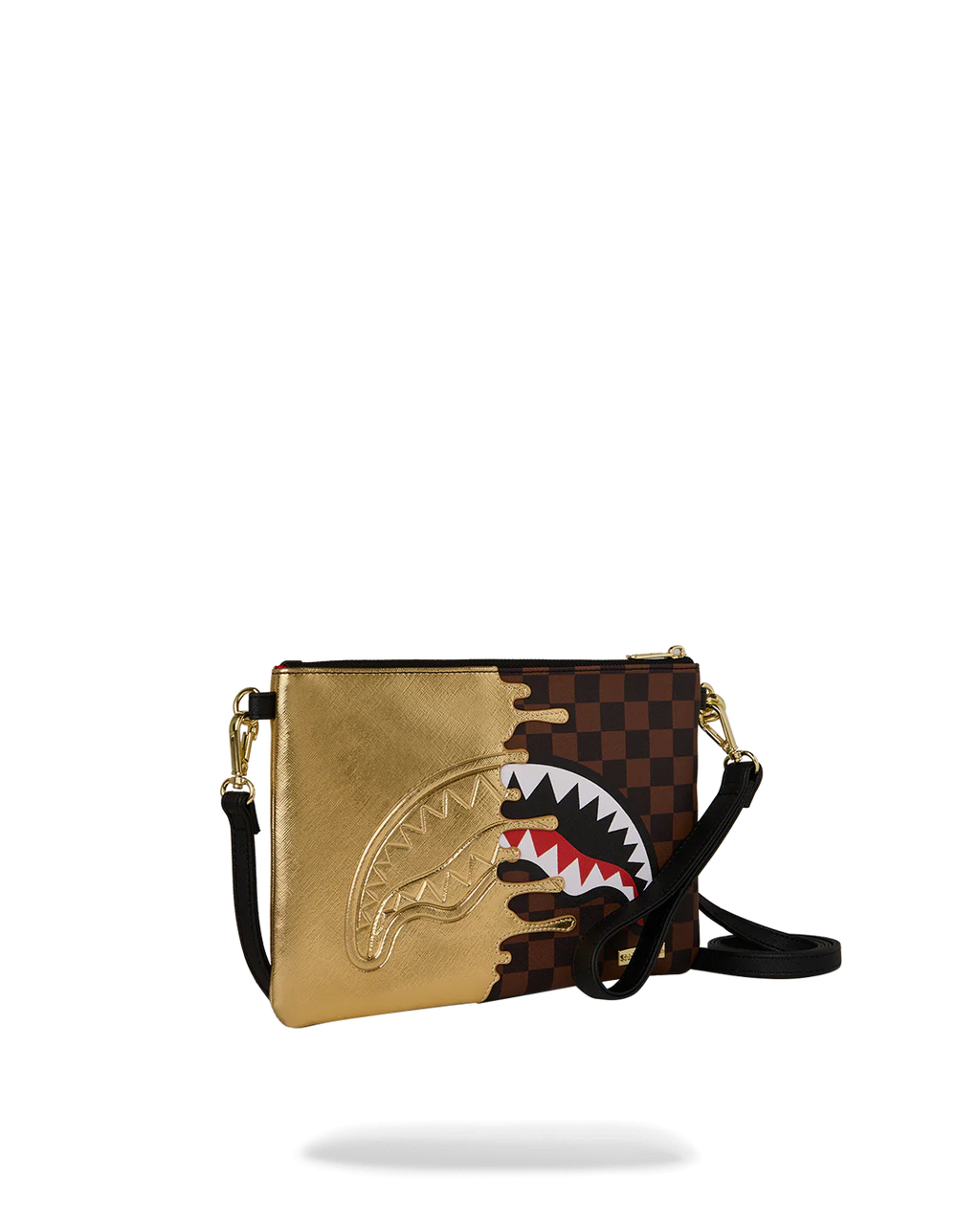  Sprayground SHARKS IN PARIS GOLD DRIP CROSSOVER CLUTCH