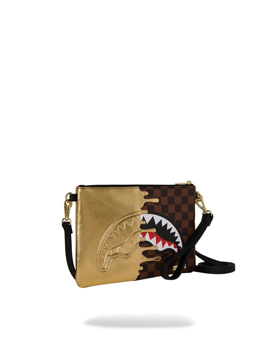  Sprayground SHARKS IN PARIS GOLD DRIP CROSSOVER CLUTCH