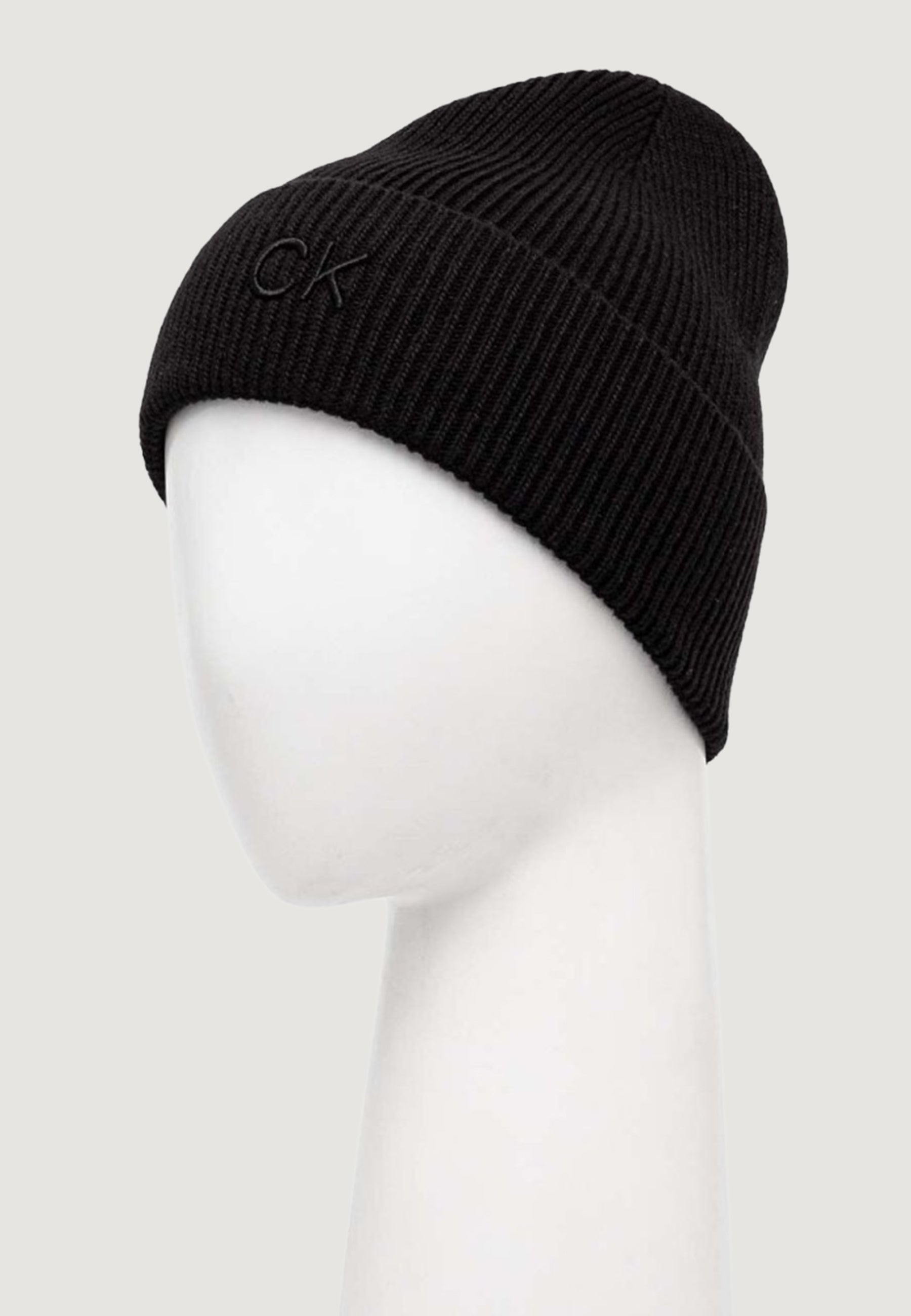 Berretto Calvin Klein CK EMBROIDERY FINE RIB BEANIE