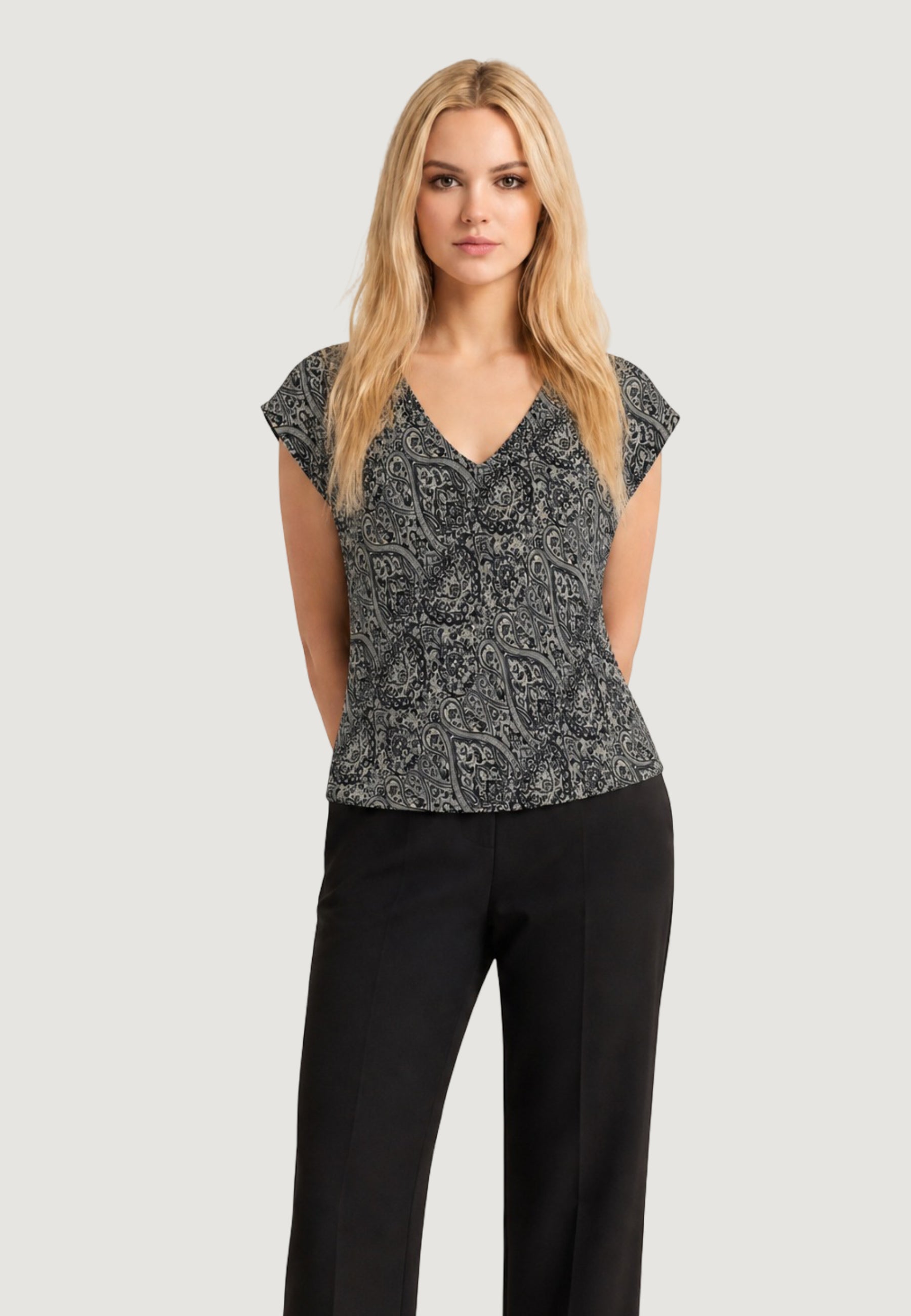 Blusa manica corta Ayfee BLUSA MEZZA MANICA SCOLLO A V
