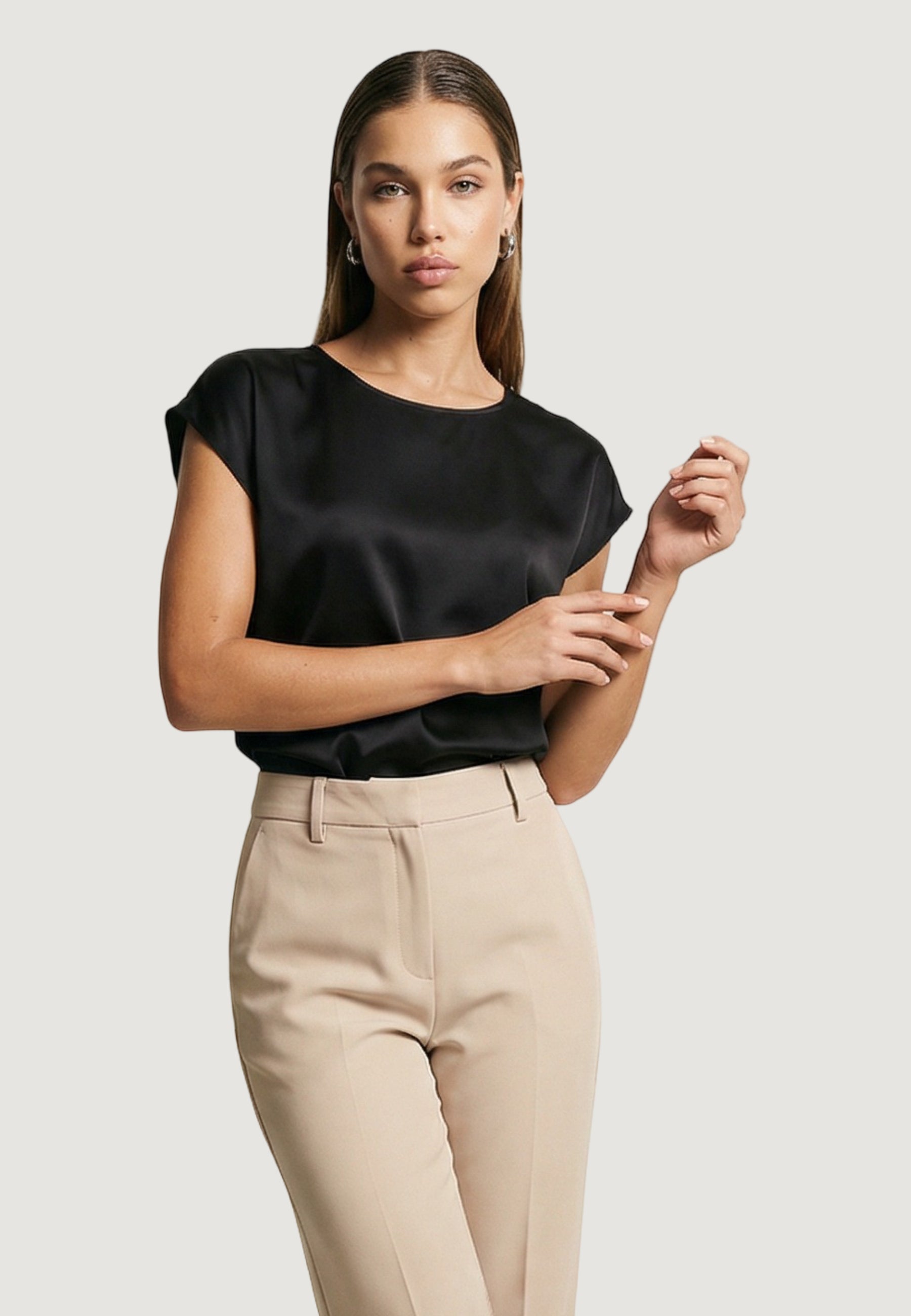 Blusa manica corta I am Top Satin