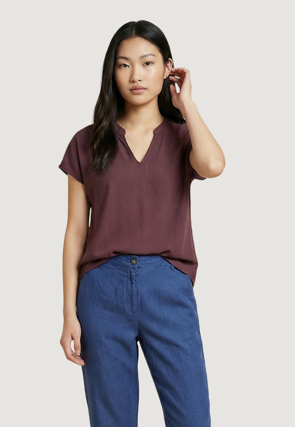 Short sleeves blouses Jacqueline de Yong Jdycaya Lion Linen S/S Top Wvn Dia