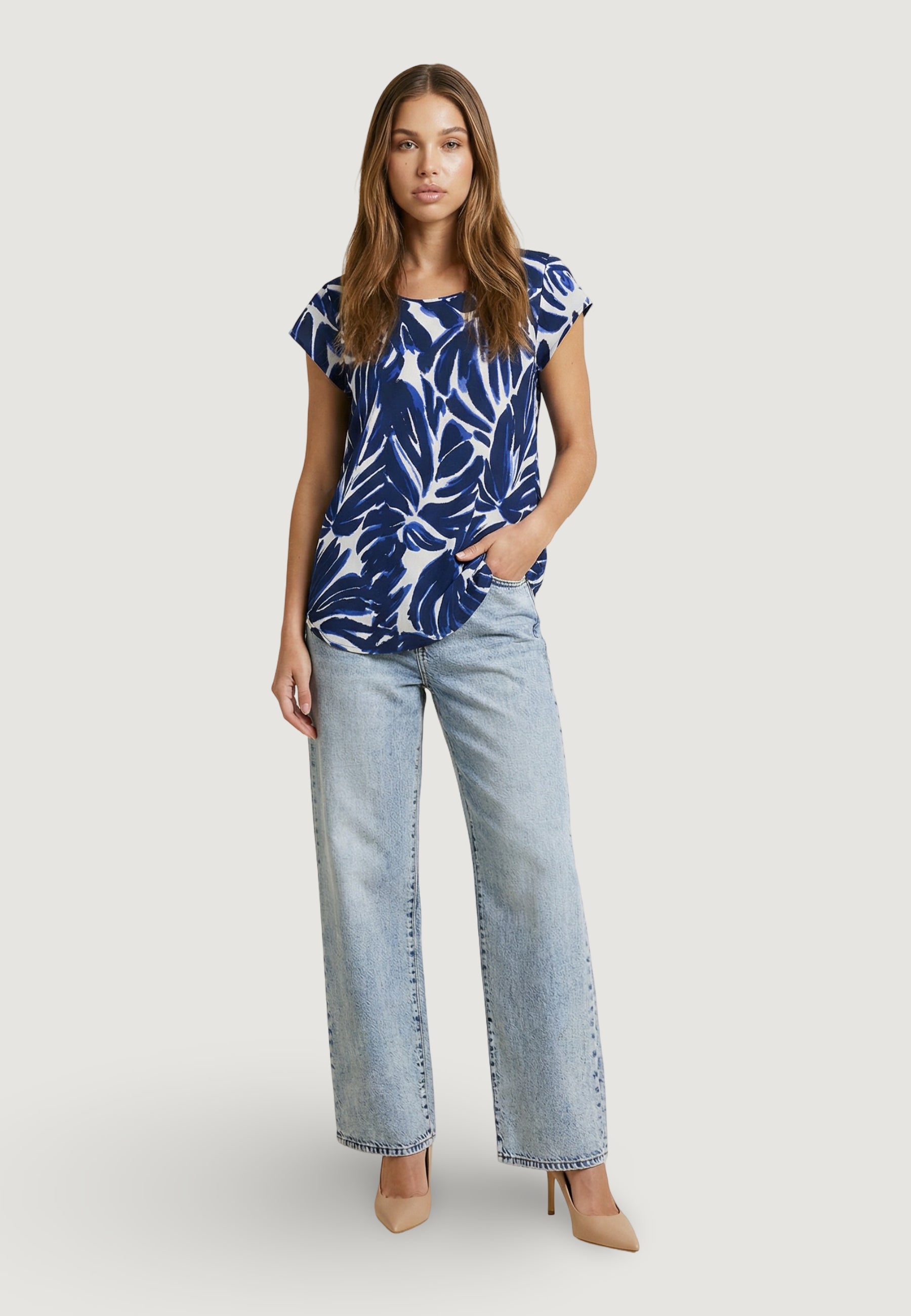 Blusa manica corta Only ONLNOVA LIFE VIS S/S TOP WVN