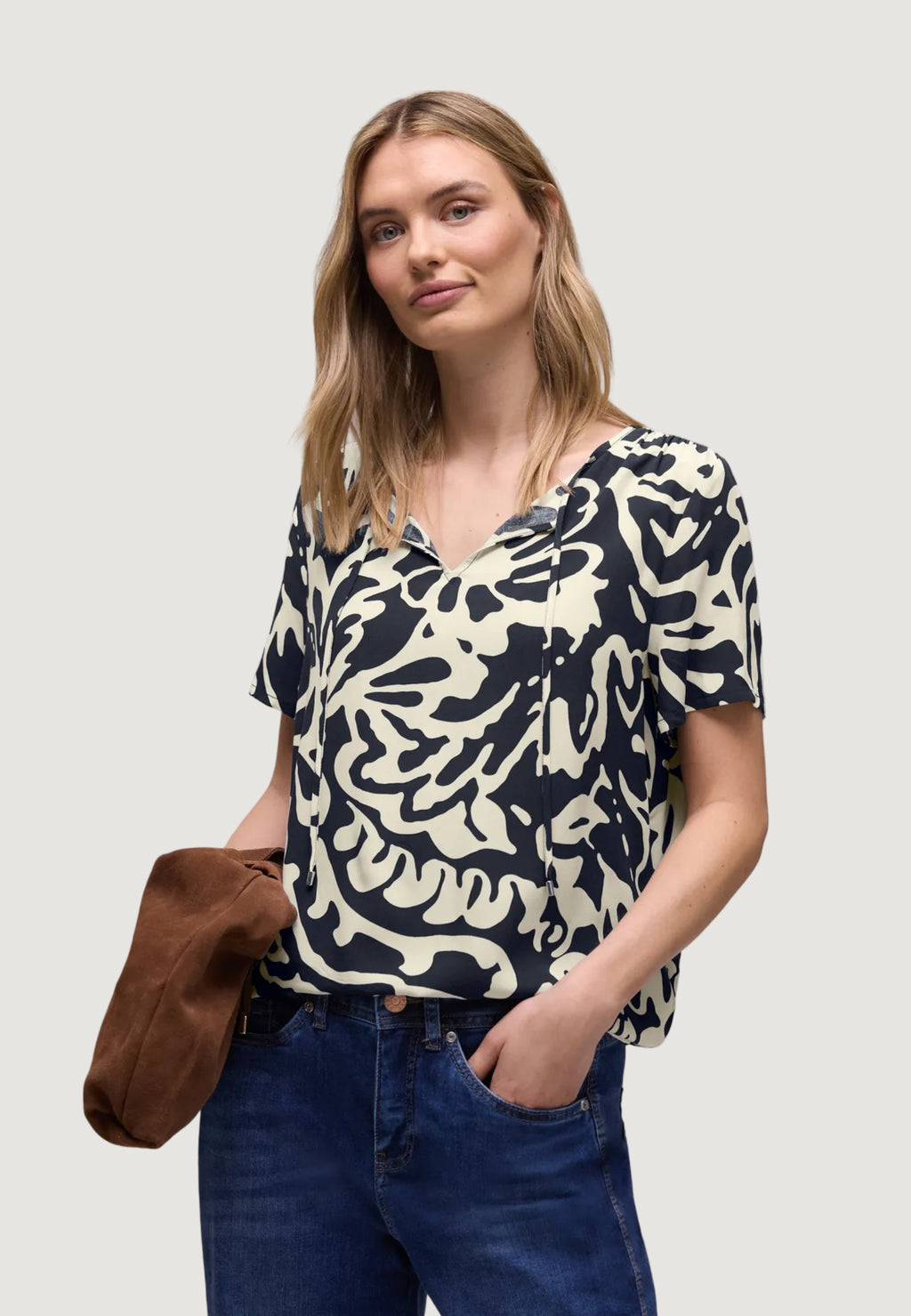 Blusa manica corta Street One Shirtblouse w string