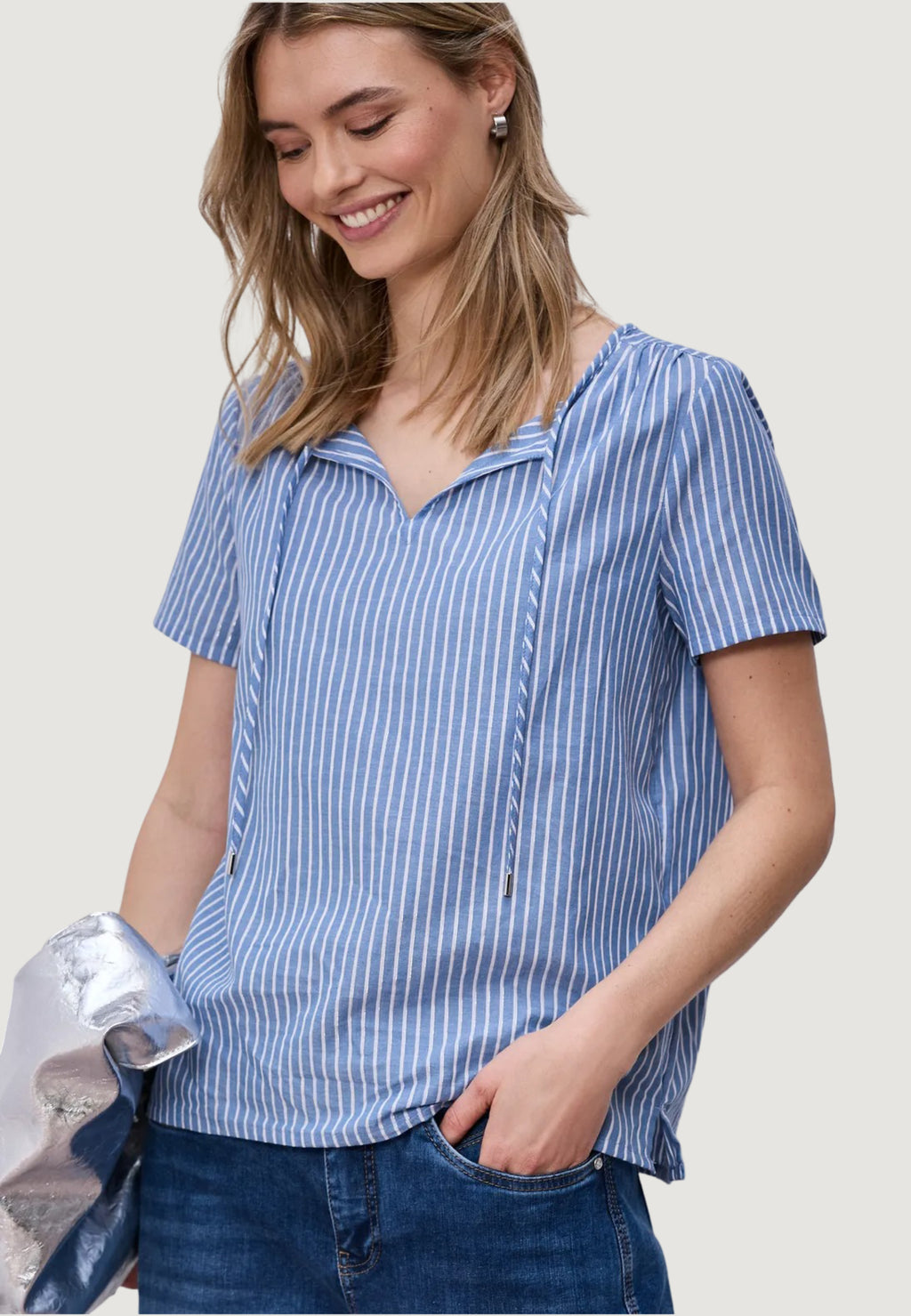 Blusa manica corta Street One Striped Shirtblouse