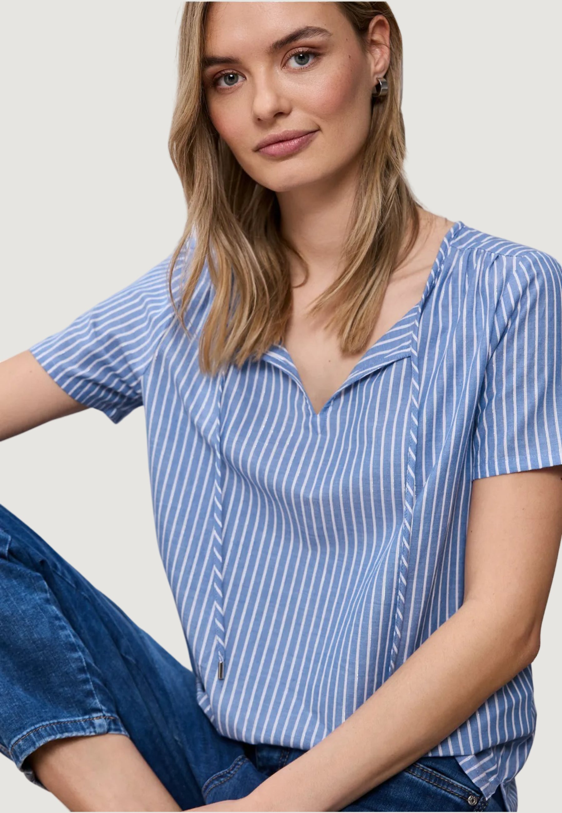 Blusa manica corta Street One Striped Shirtblouse