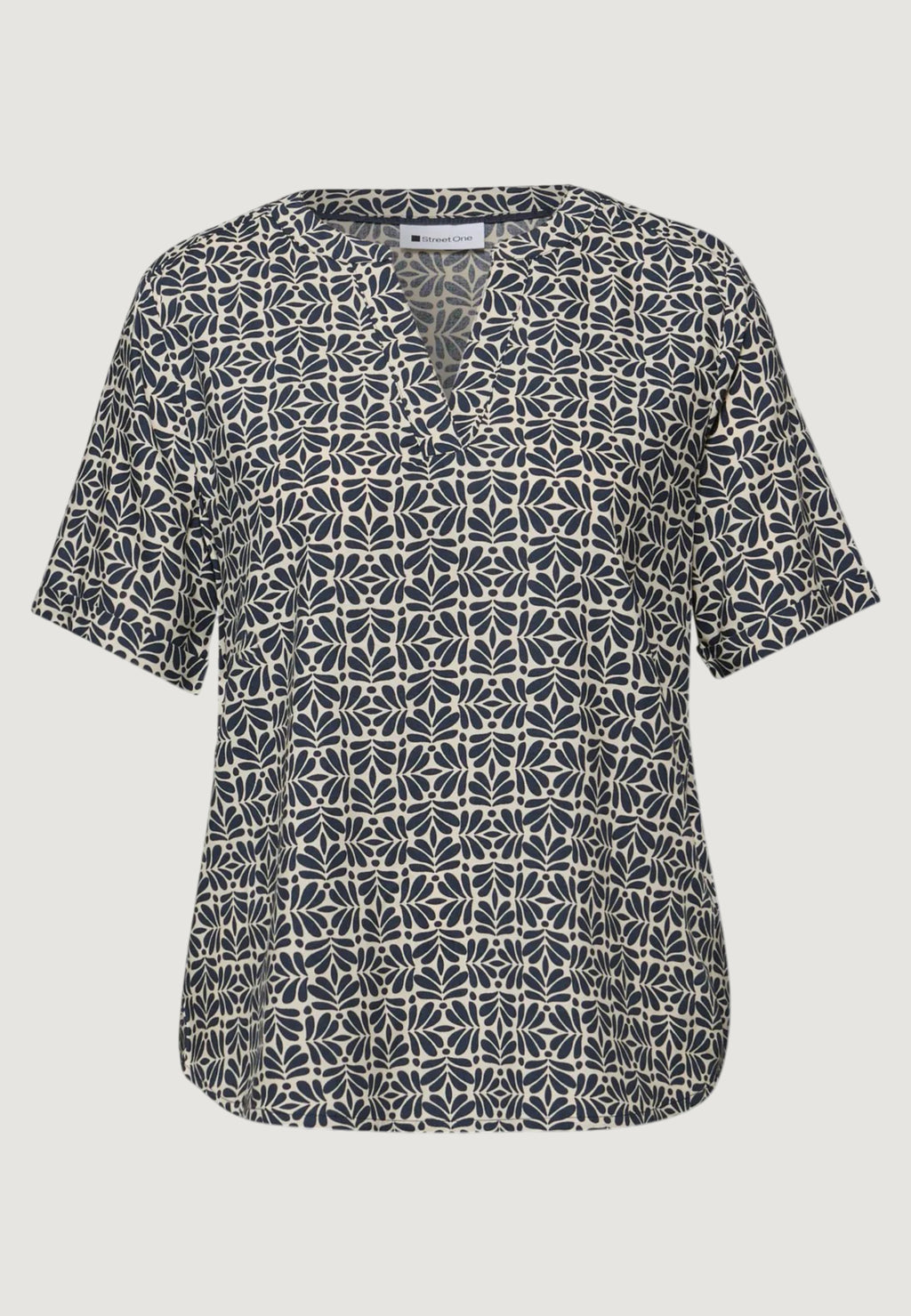 Short sleeves blouses Street One Splitneck blouse w