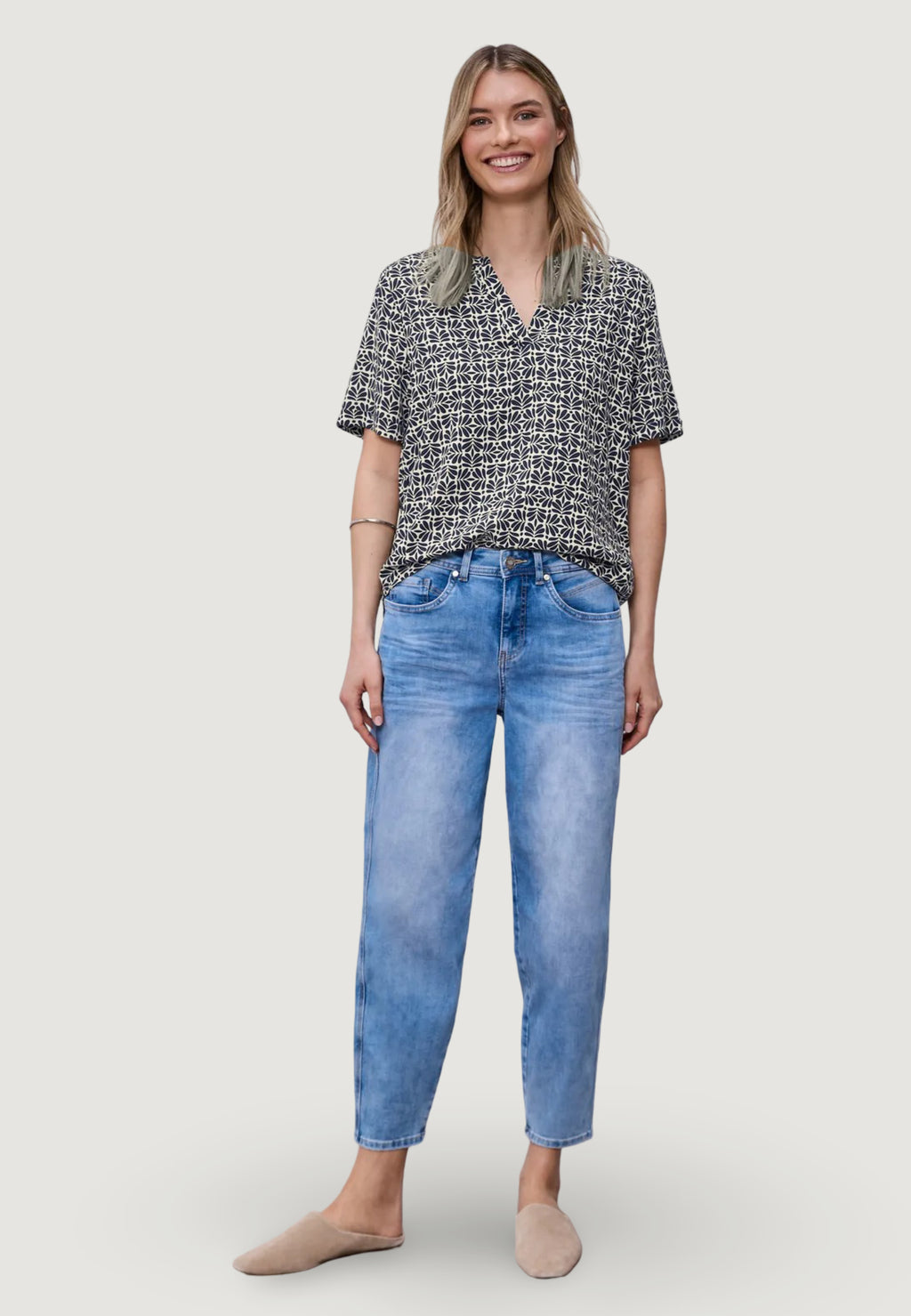 Short sleeves blouses Street One Splitneck blouse w