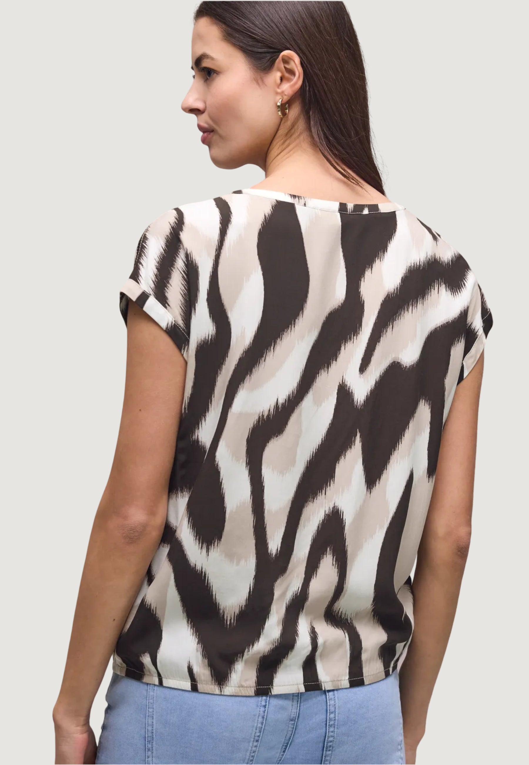 Blusa manica corta Street One Roundneck shirtblouse w tape