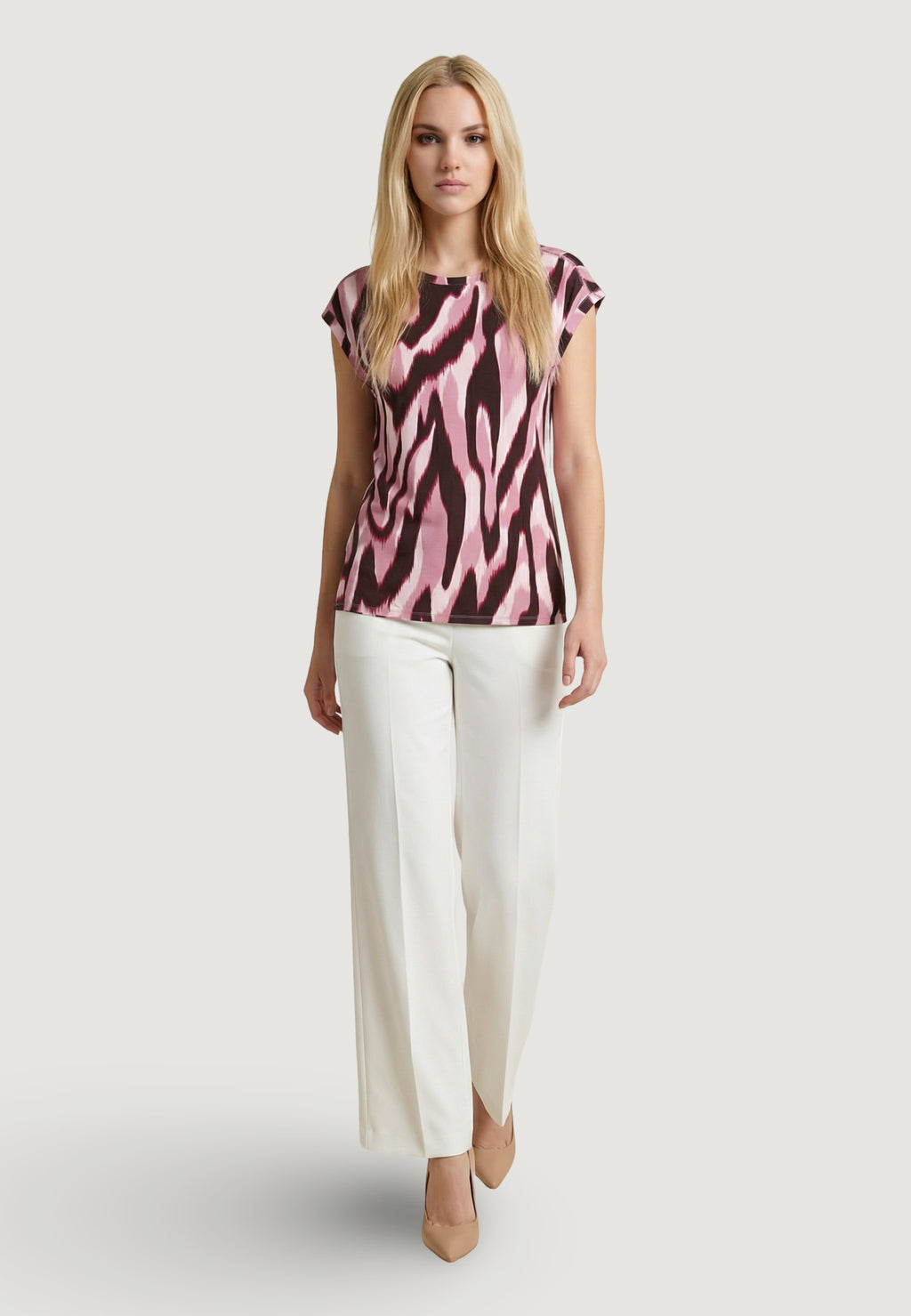 Blusa manica corta Street One Roundneck shirtblouse w tape
