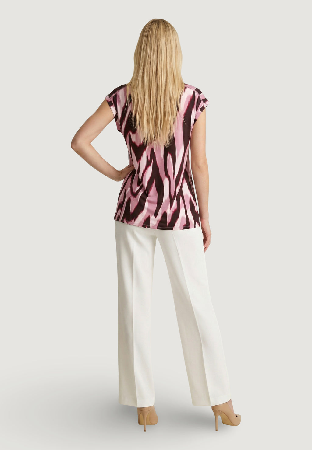 Blusa manica corta Street One Roundneck shirtblouse w tape