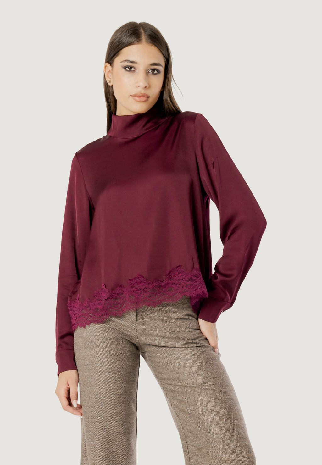 Bluse manica lunga I am Elisa lace viscose satin blouse