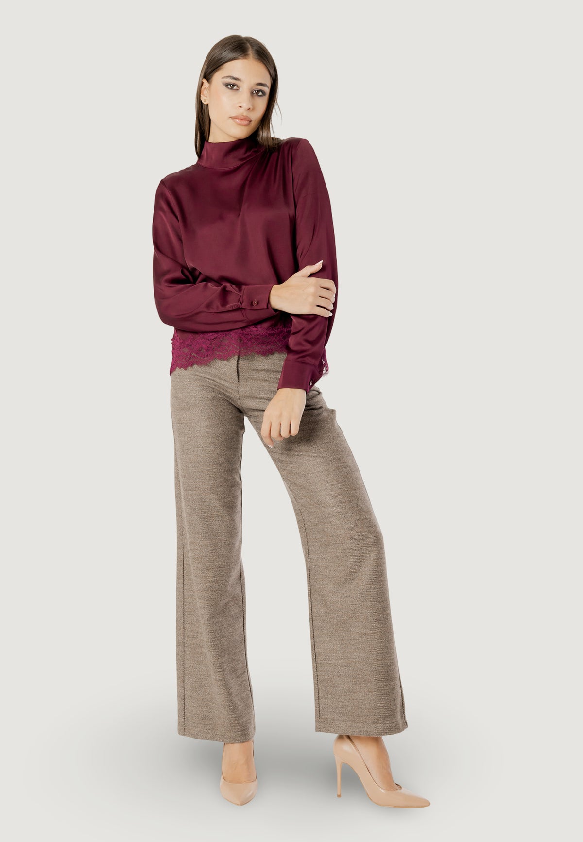 Bluse manica lunga I am Elisa lace viscose satin blouse