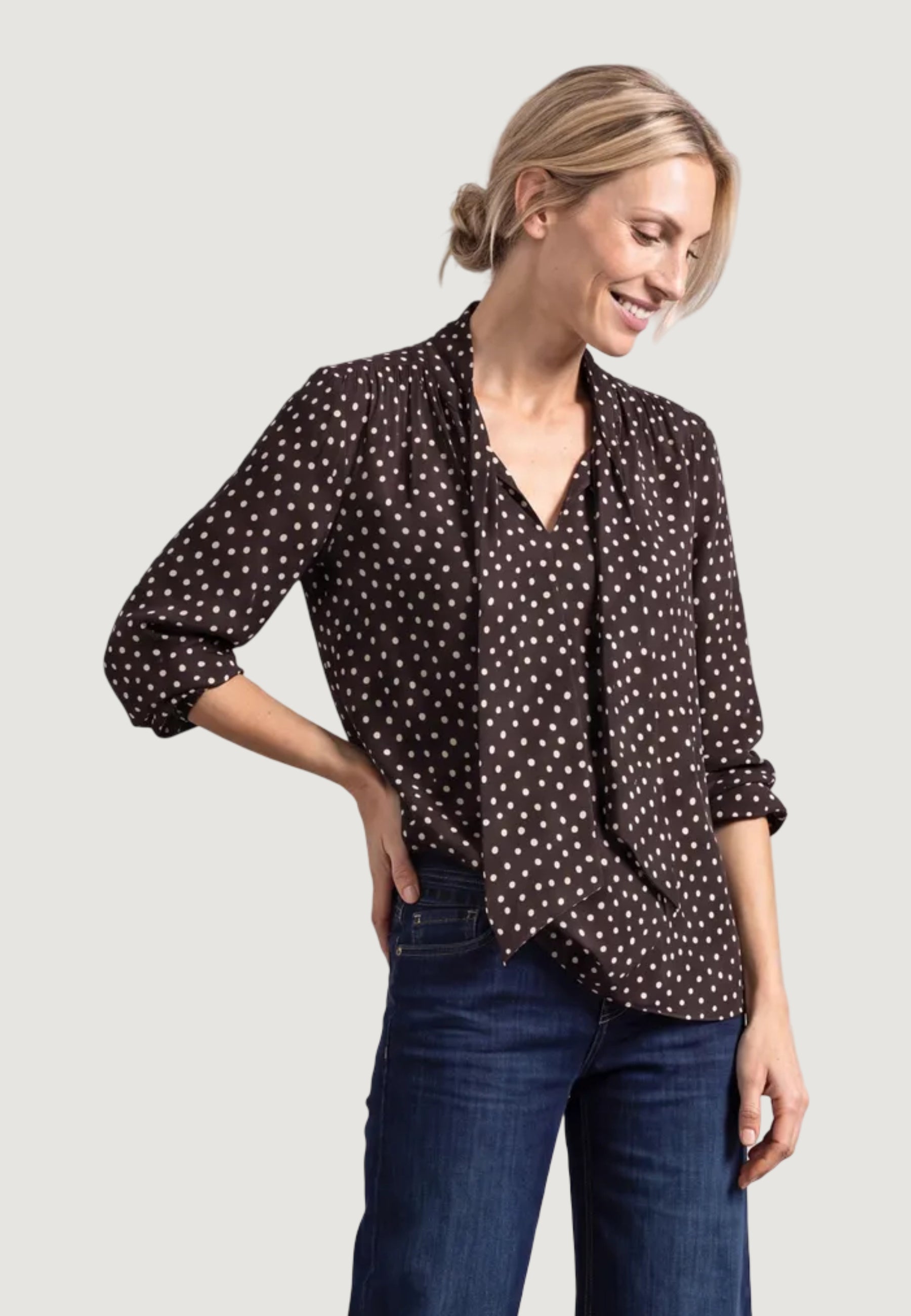 Bluse manica lunga Street One Printed Blouse W Tie Detail