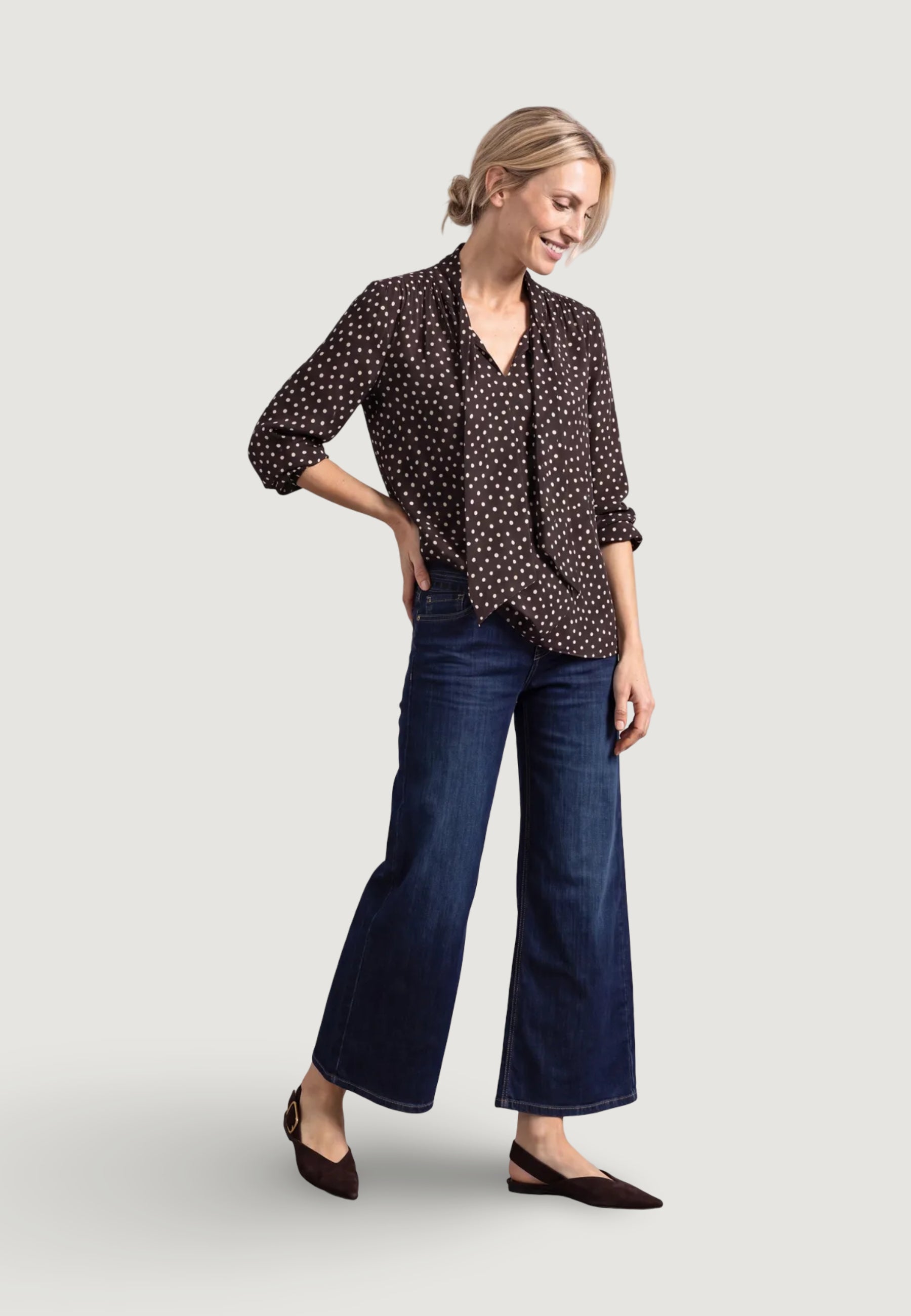 Bluse manica lunga Street One Printed Blouse W Tie Detail