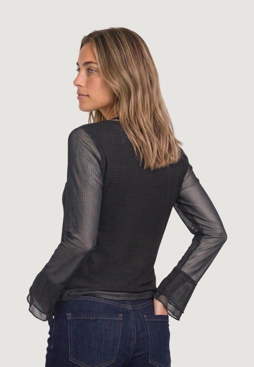 Bluse manica lunga Street One printed mesh shirt w.volant sleeves