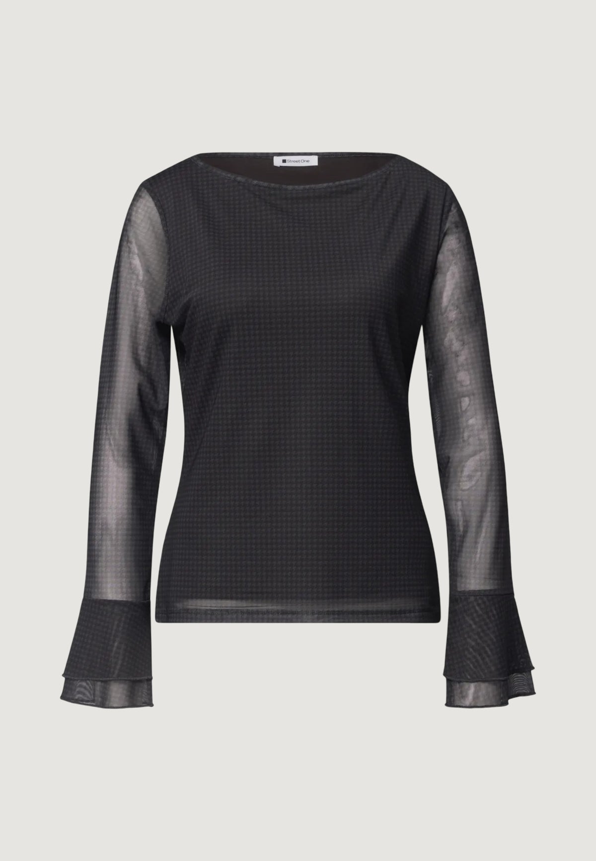 Bluse manica lunga Street One printed mesh shirt w.volant sleeves