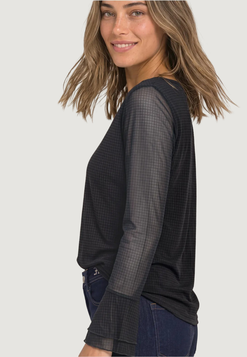 Bluse manica lunga Street One printed mesh shirt w.volant sleeves