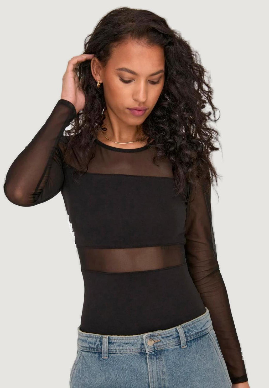Bodysuit Only ONLESTHER L/S MESH STOCKING JRS NOOS