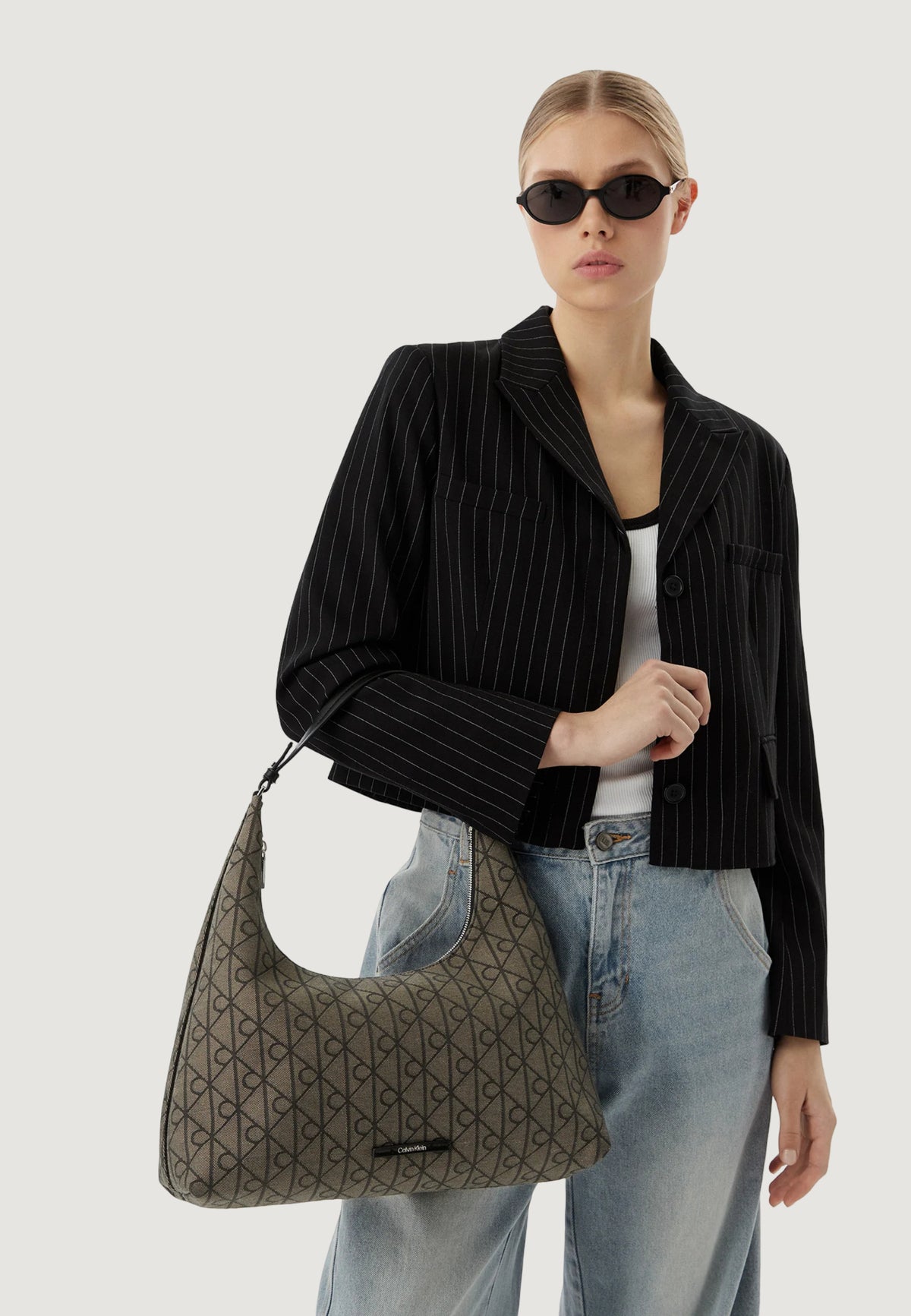 Borsa Calvin Klein EMBLEM JACQUARD SHOULDER BAG